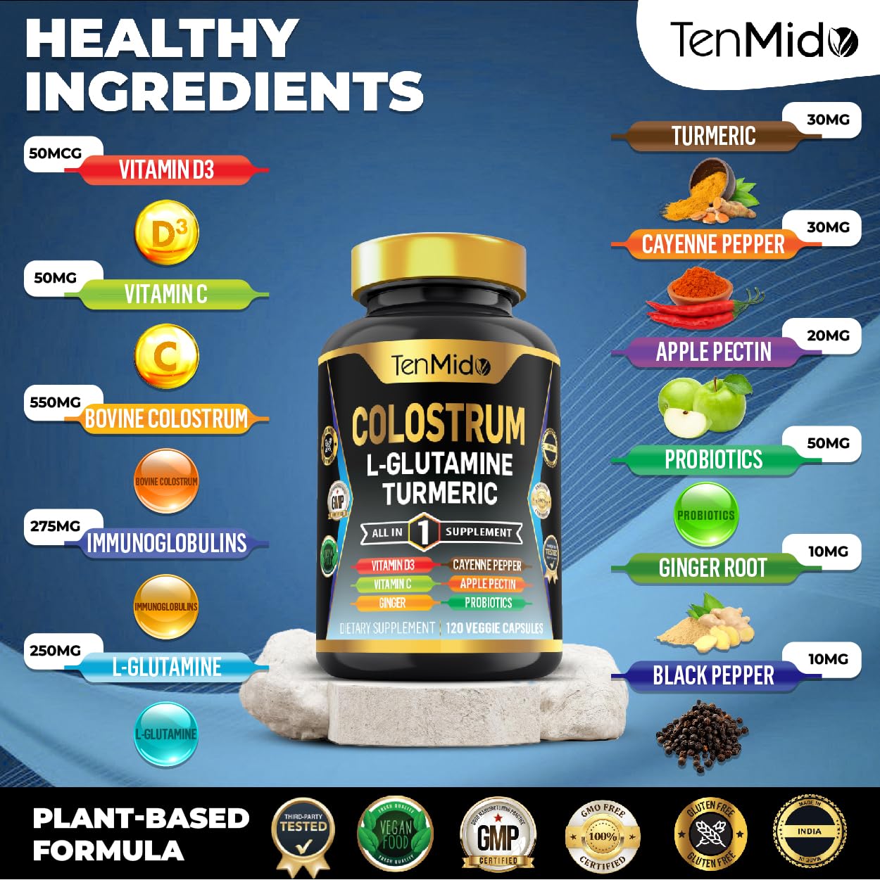 Tenmido Colostrum Supplement Capsule, 120 Capsules
