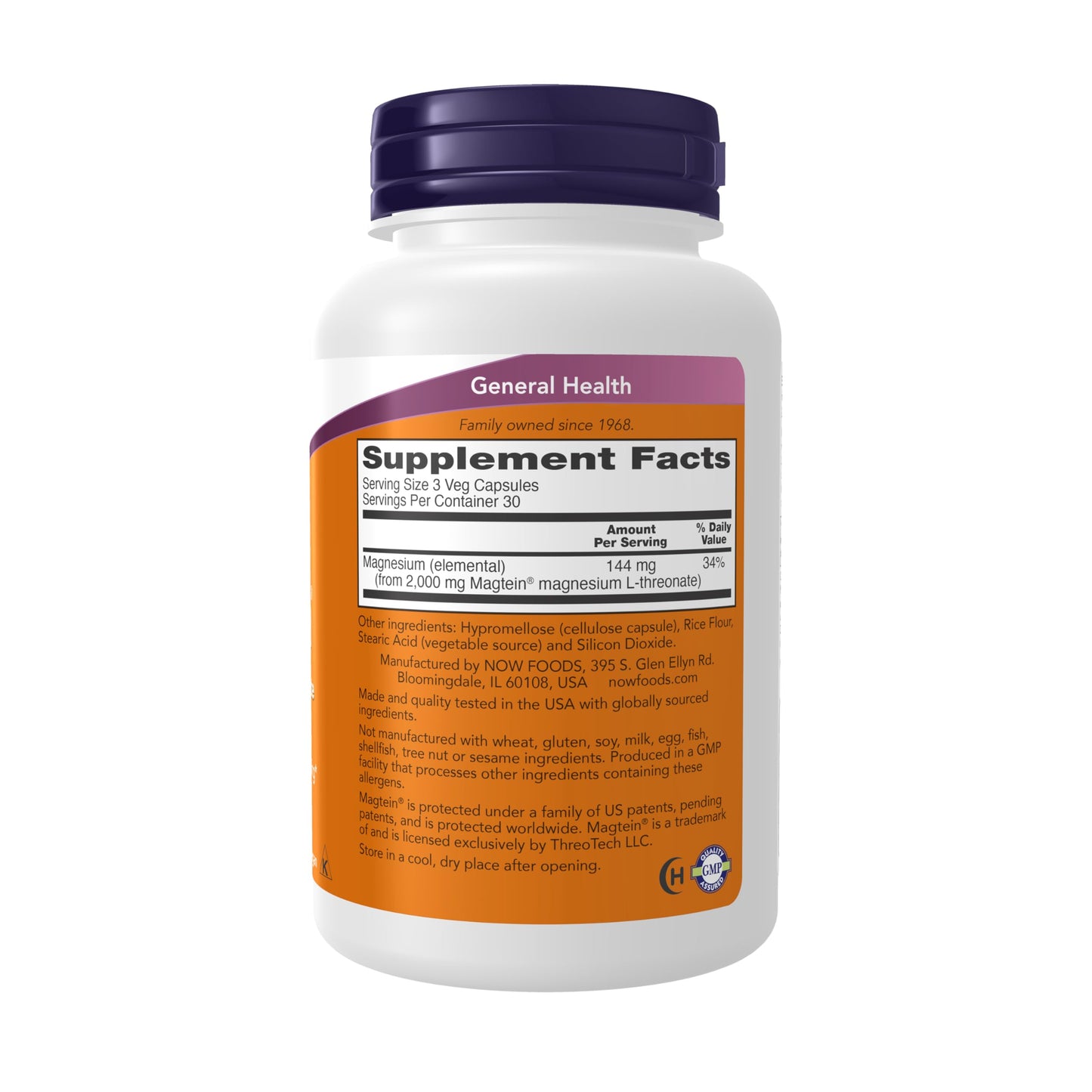 NOW Foods Magtein Magnesium Capsule, Cognitive Support, 90 Veg Capsules
