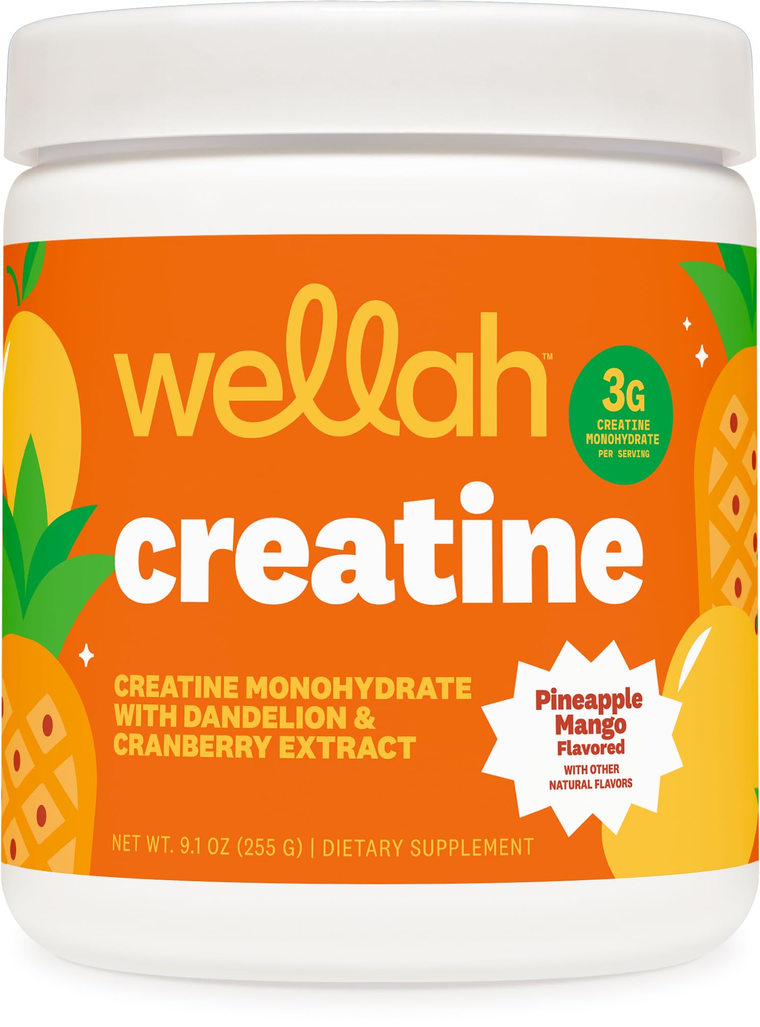 Wellah Creatine for Women - Creatine Monohydrate with Dandelion & Cranberry Extract Powder, 50 Servings