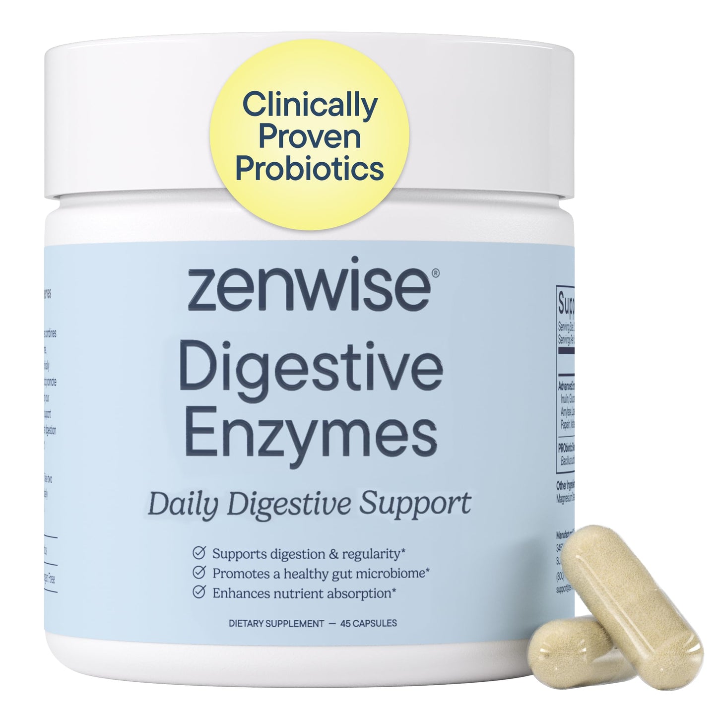 Zenwise Health Digestive Enzymes with Bromelain & Papaya Capsules, 45 Count