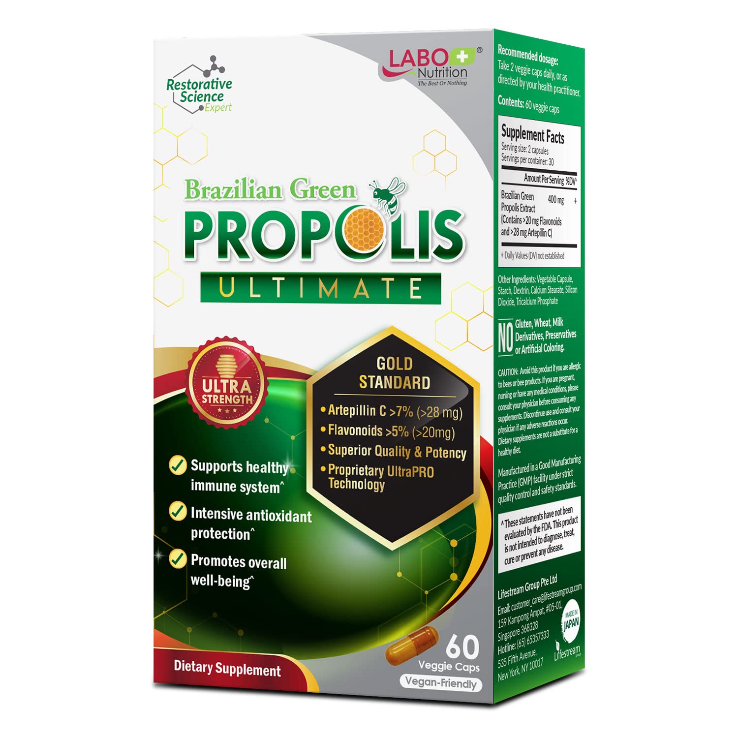LABO Nutrition Brazilian Green Propolis Ultimate Capsules, 60 Count