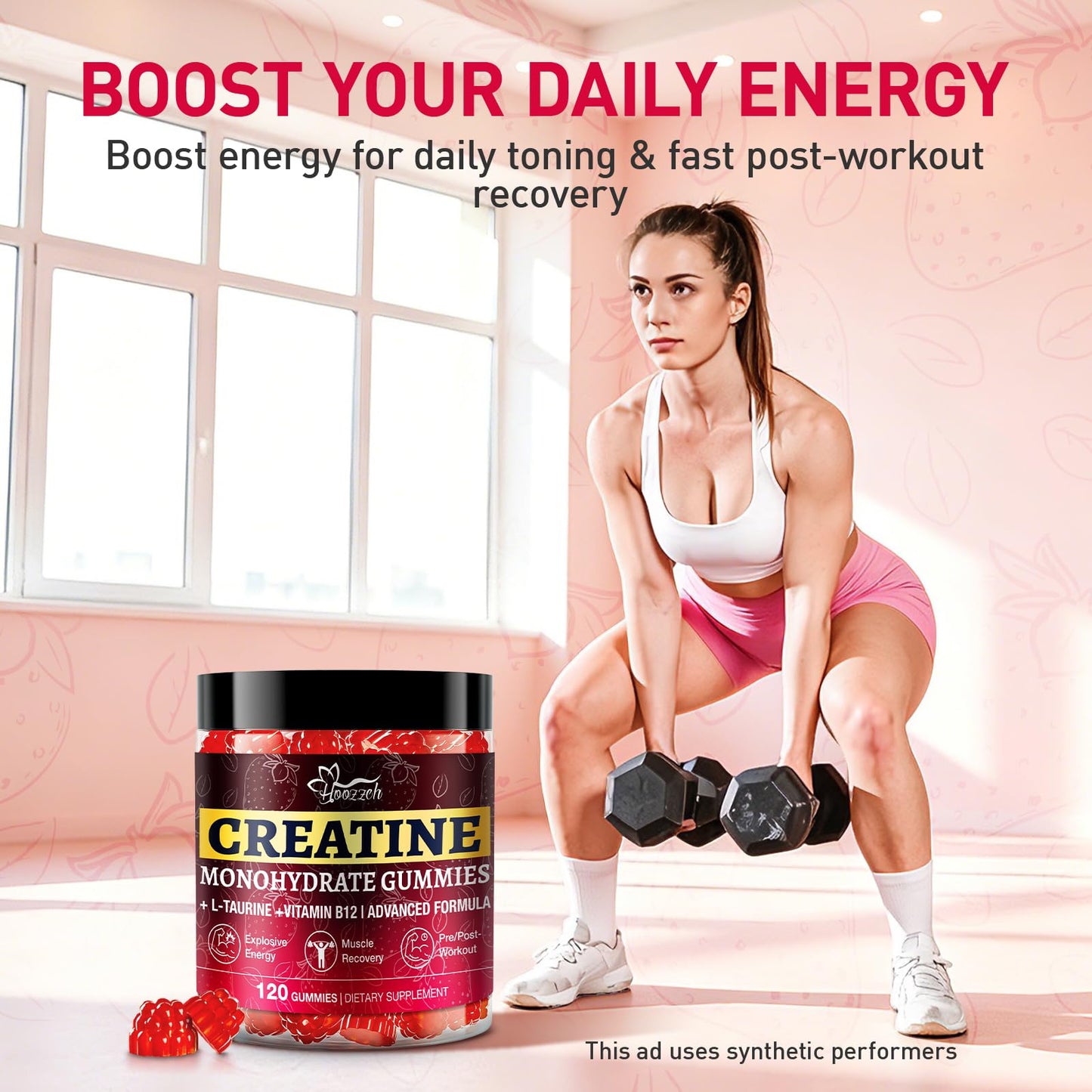 Hoozzch Creatine Gummies for Women 120 Count