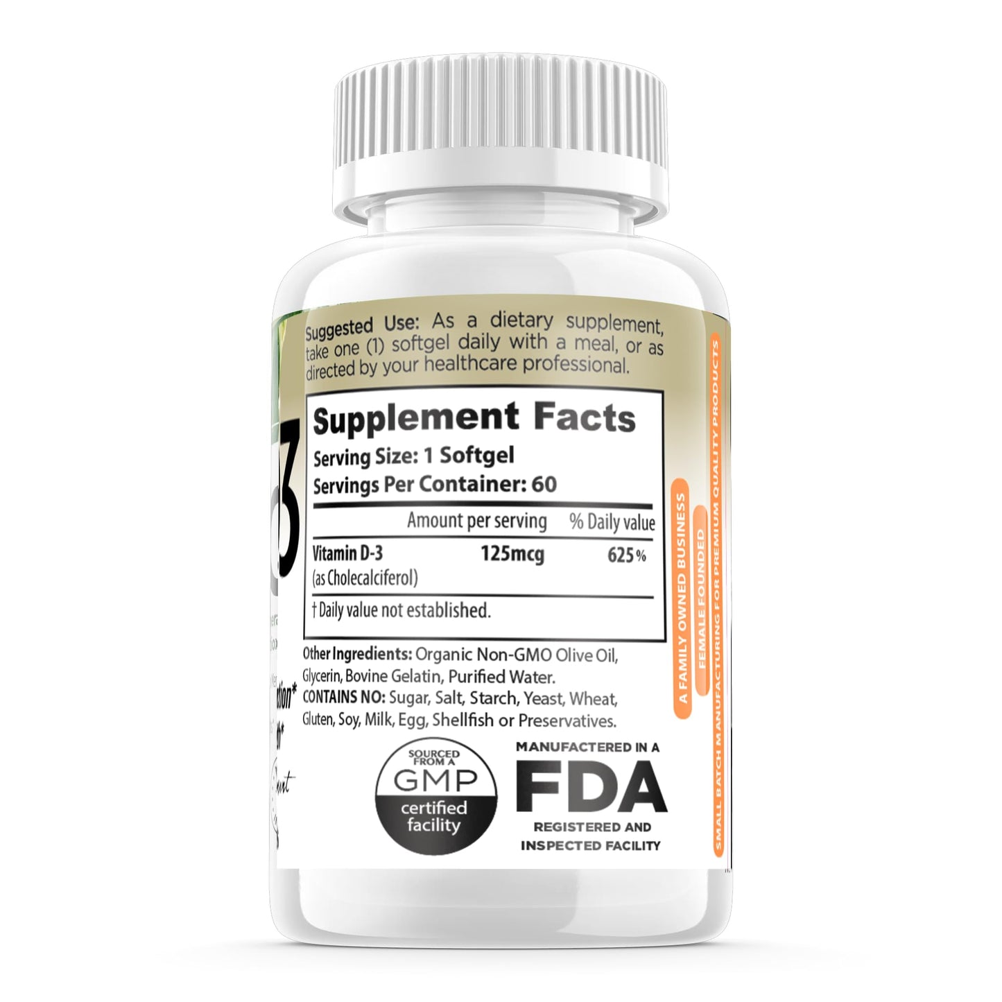 FORTE NATURALS Vitamin D3 5000 IU (125 mcg) Softgels 60 Count