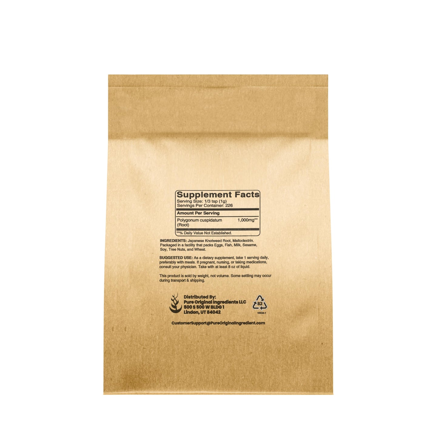 Pure Original Ingredients Japanese Knotweed Hu Zhang Fen Traditional Supplement Powder 8 oz