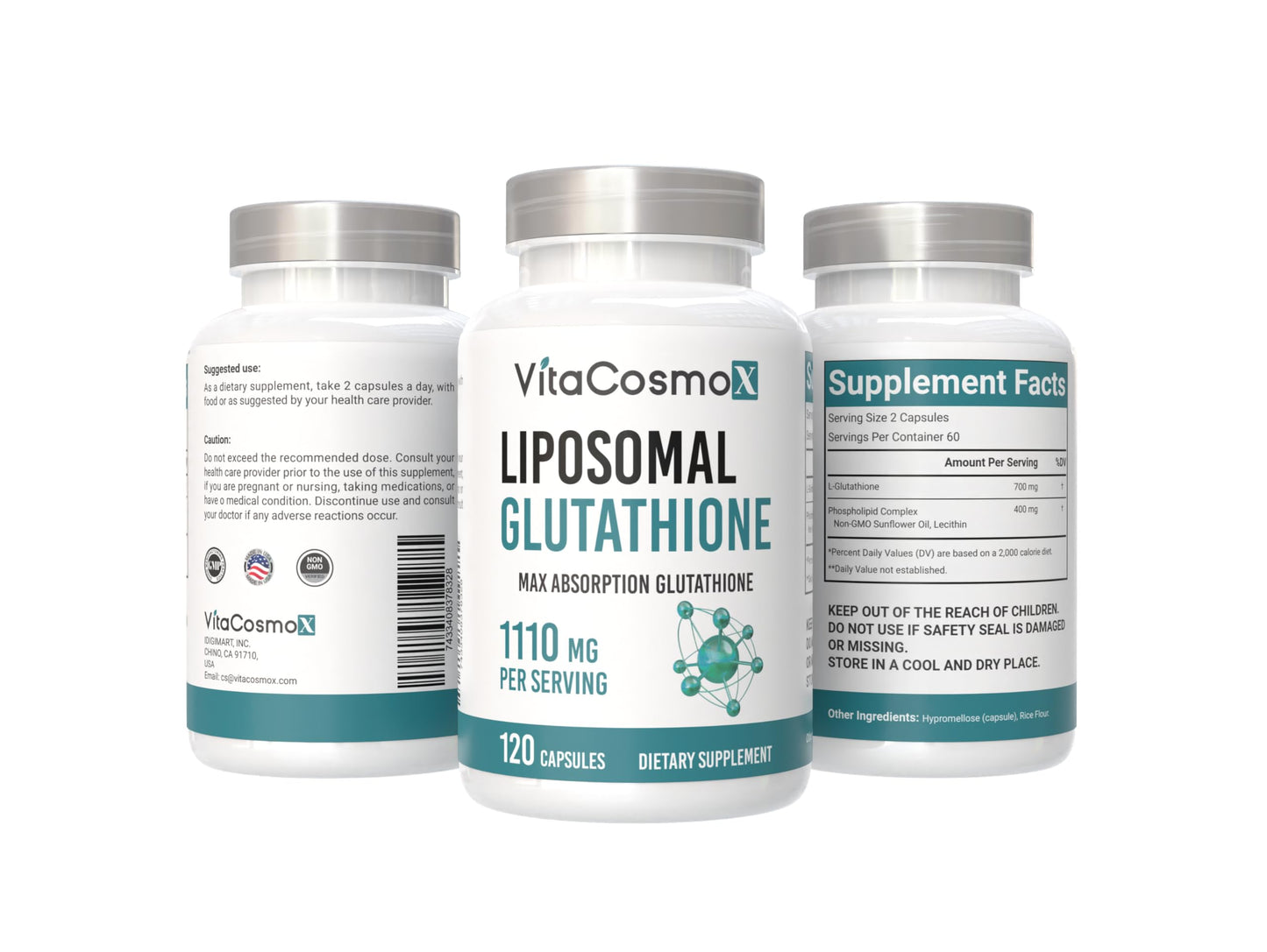 VitaCosmoX Liposomal Glutathione 1110 mg, 240 Capsules
