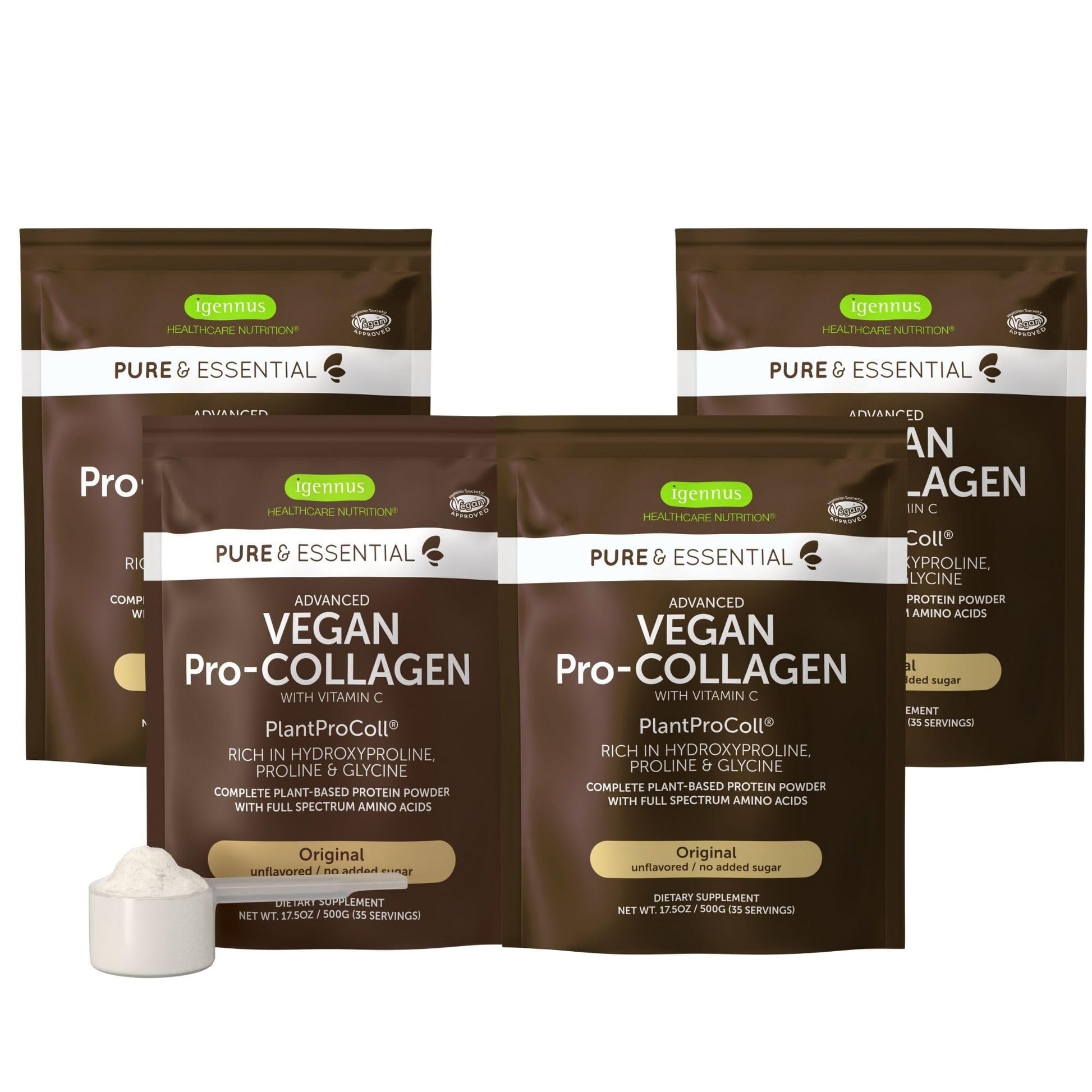 Igennus Healthcare Nutrition Vegan Collagen Peptide Powder, 4 x 35 Servings