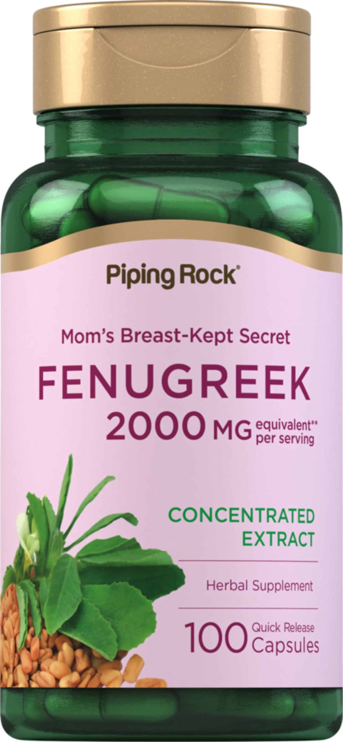 Piping Rock Fenugreek Capsules for Women, 100 Count