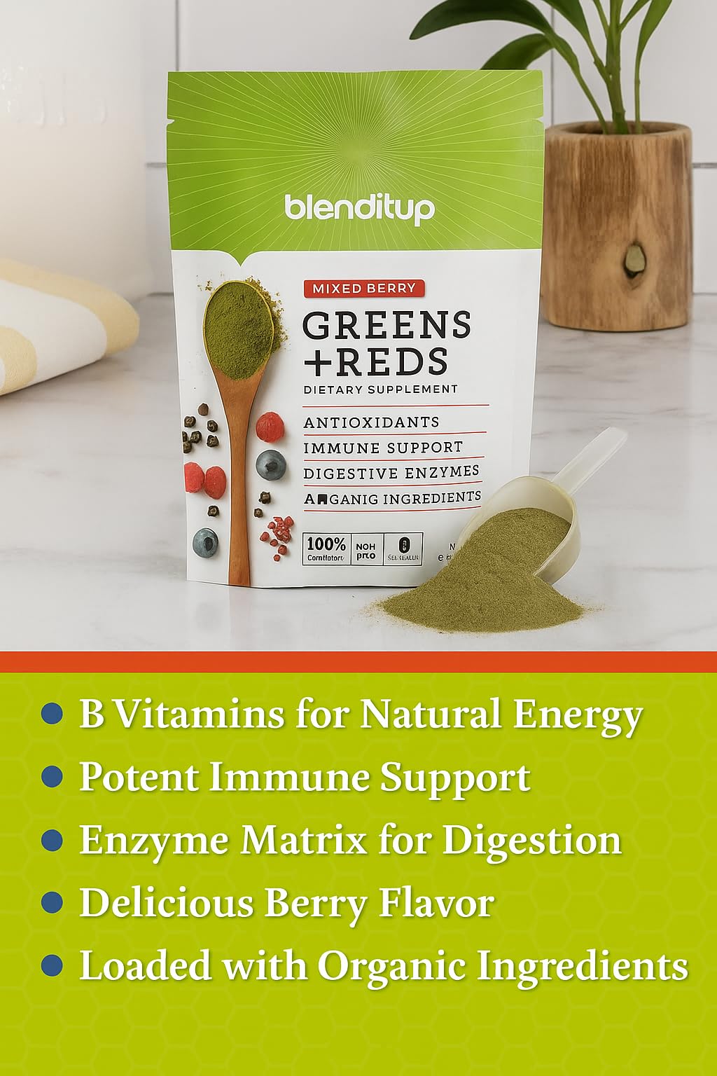 BlendItUp Super Greens & Reds Powder 9.5 Ounce