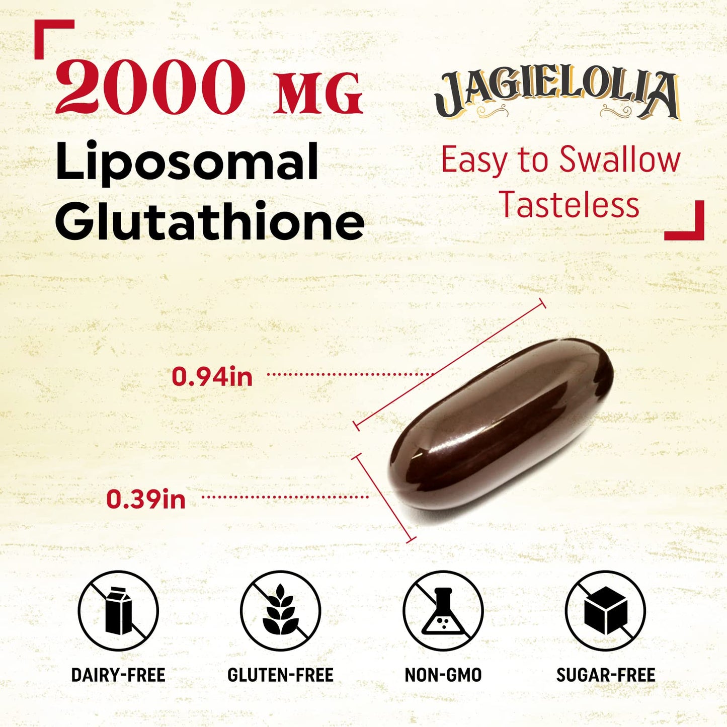 Jagielolia Liposomal Glutathione 2000 mg with L-Serine, L-Glycine & Sulforaphane Softgels, 360 Softgels