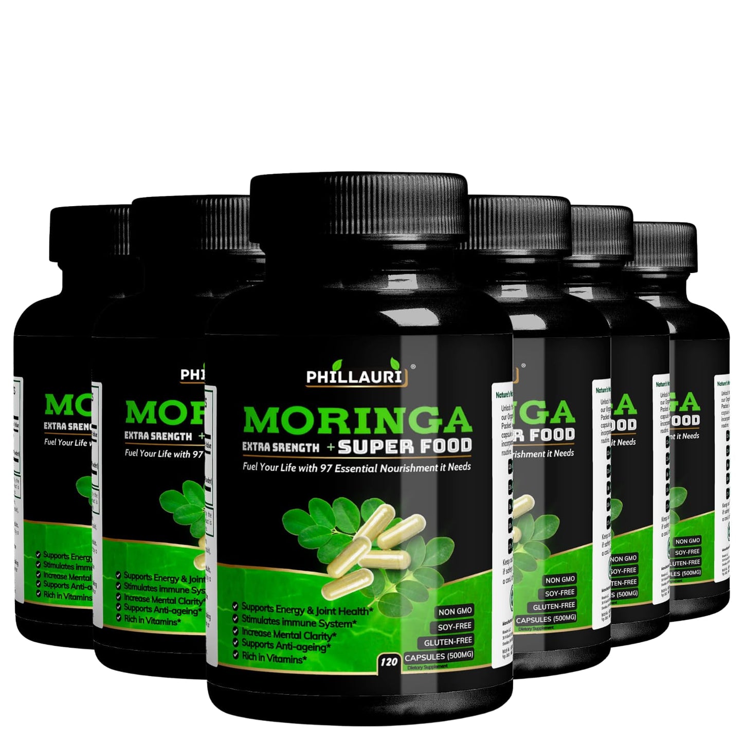 Phillauri Organic Moringa Powder Capsules 750 Capsules