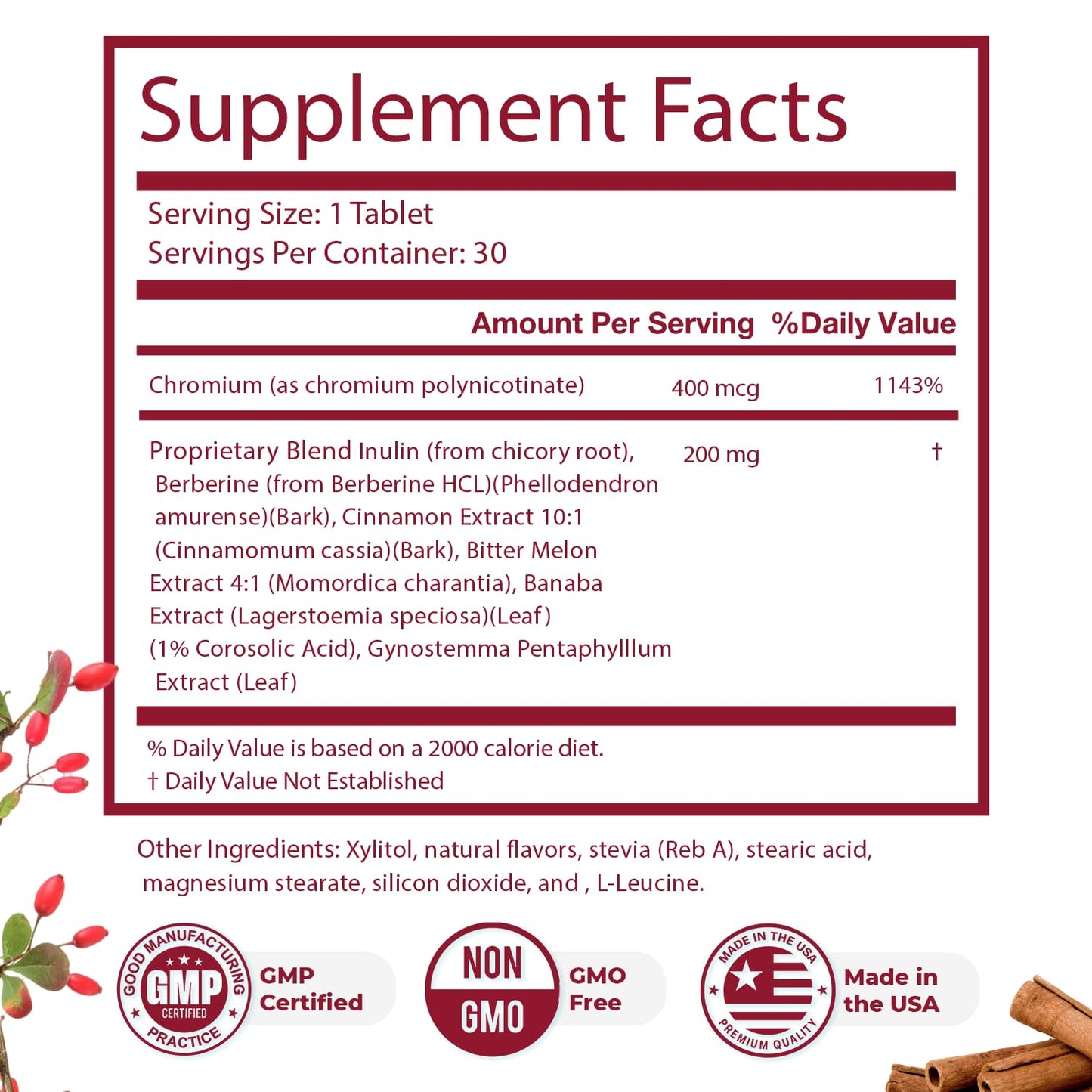 Nature’s NutriWave GLYCOFREE Supplement, Natural Plant-Based Blend with Berberine, Bitter Melon, Cinnamon, Inulin 30 Tablets