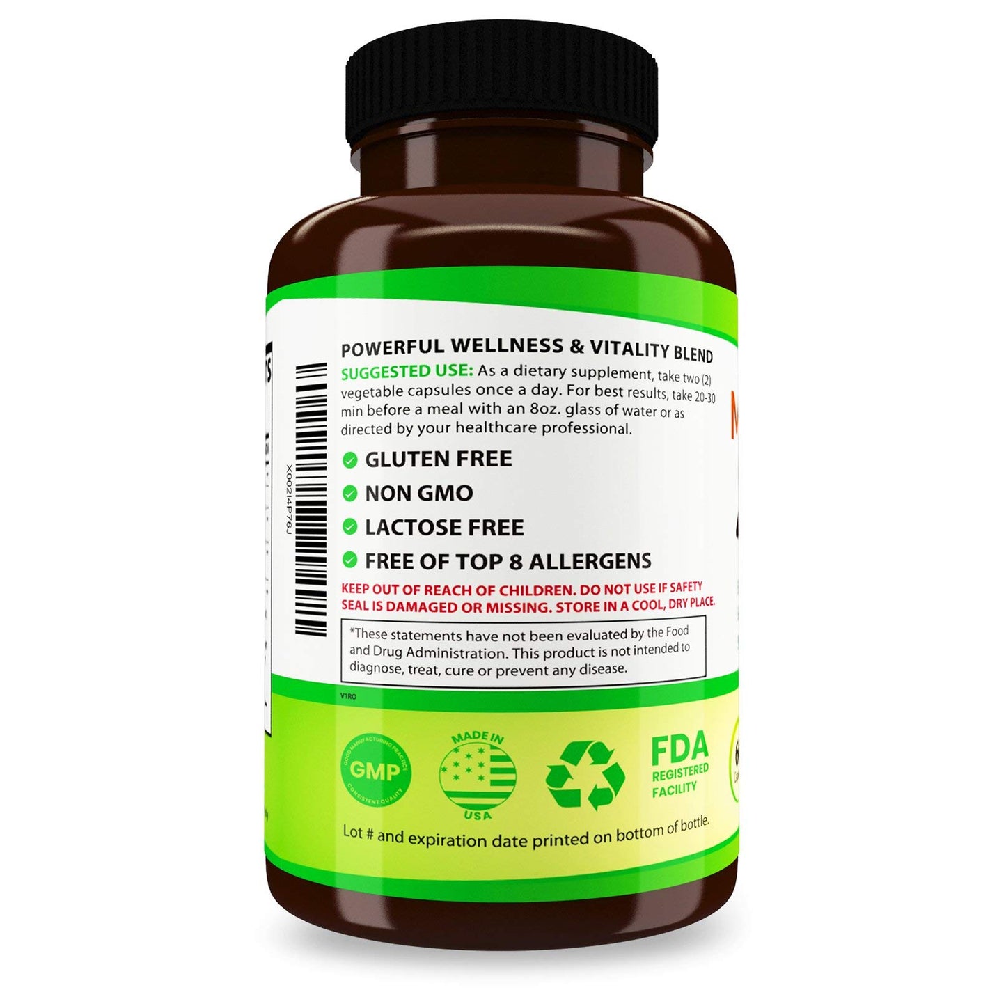 NATURALGENIUS Top 10 Mushroom Extracts - White Button, Lions Mane, Cordyceps, Chaga, Reishi Plus - Immune Booster, Nootropic 60 Capsules