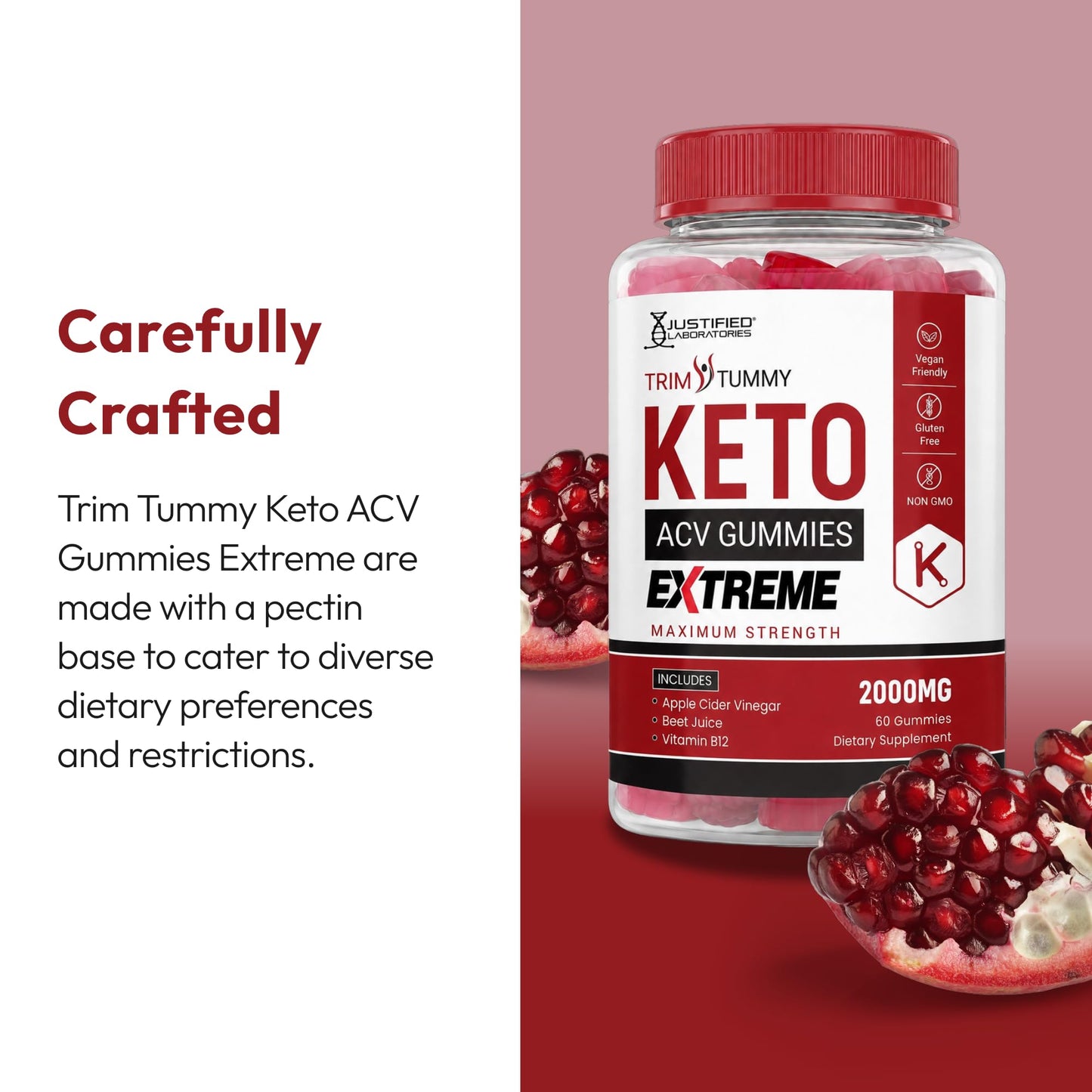 Justified Laboratories Trim Tummy Keto ACV Gummies Extreme (2000 mg) 120 Gummies