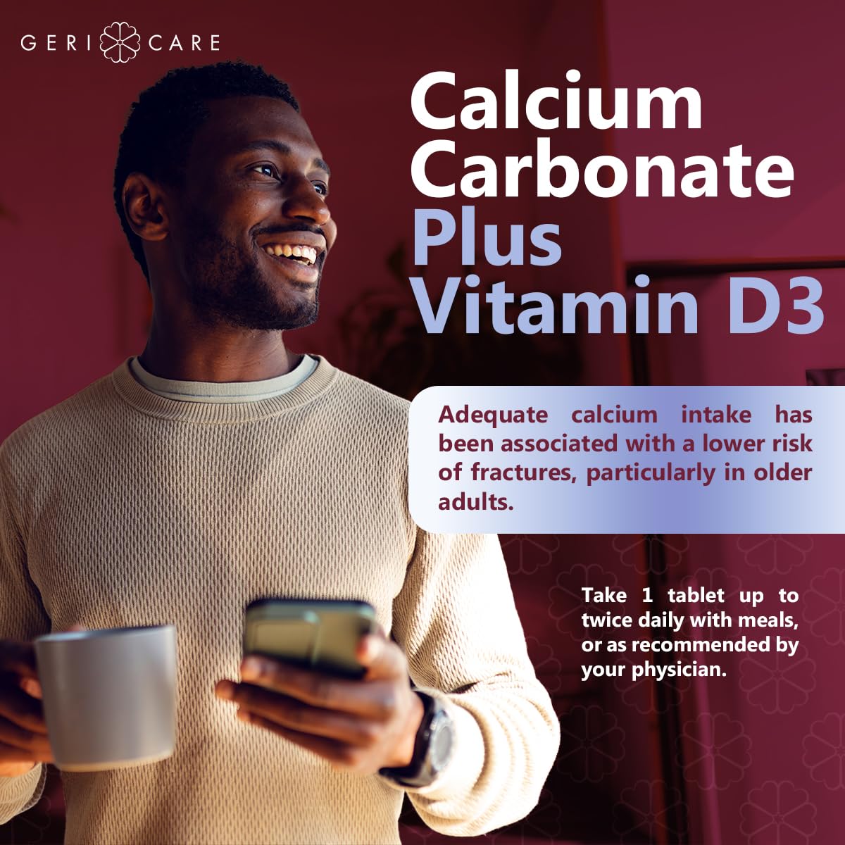 GeriCare Calcium 600mg Vitamin D 5mcg 60 Tablets