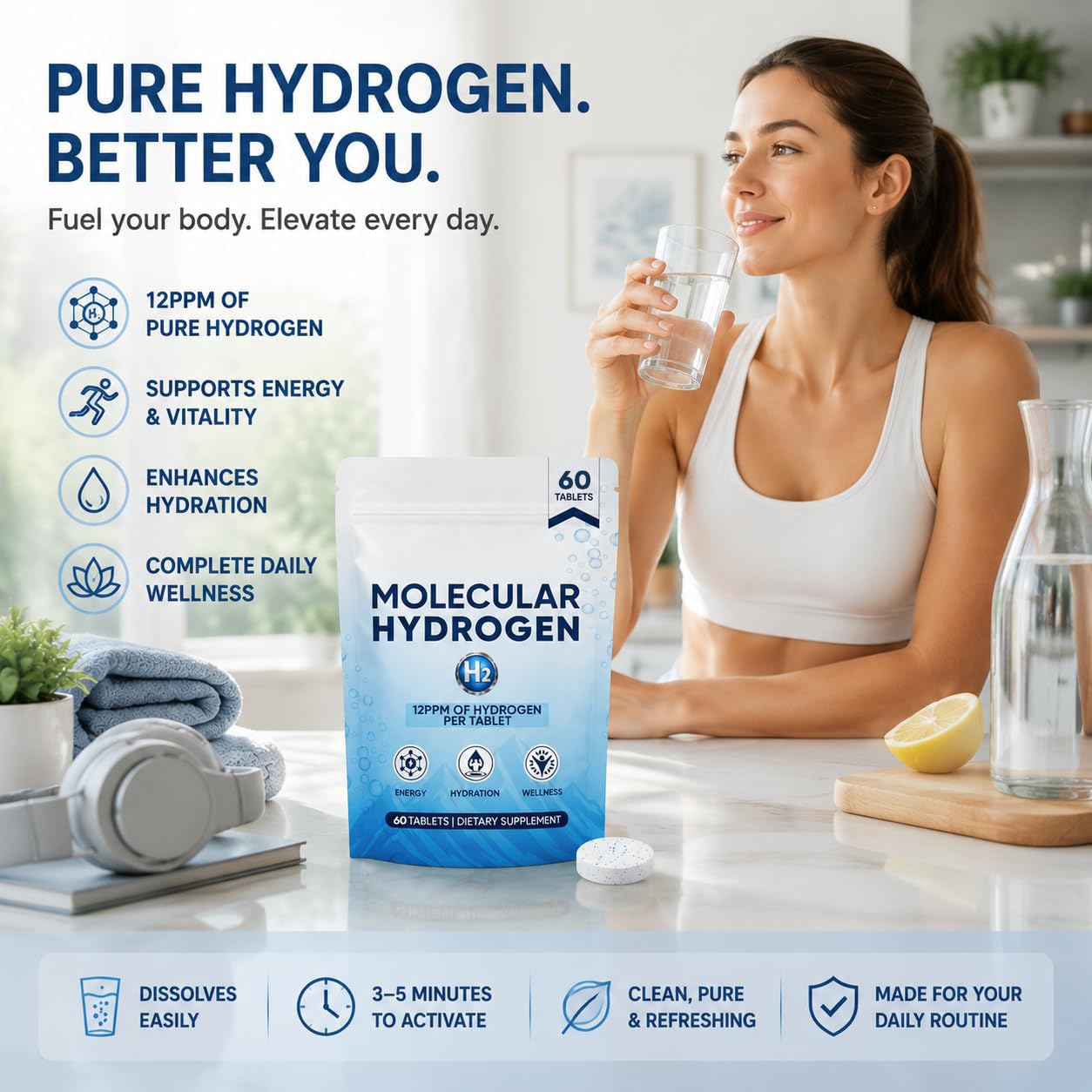 Nichalous Molecular Hydrogen Water Tablets 60 Tablets