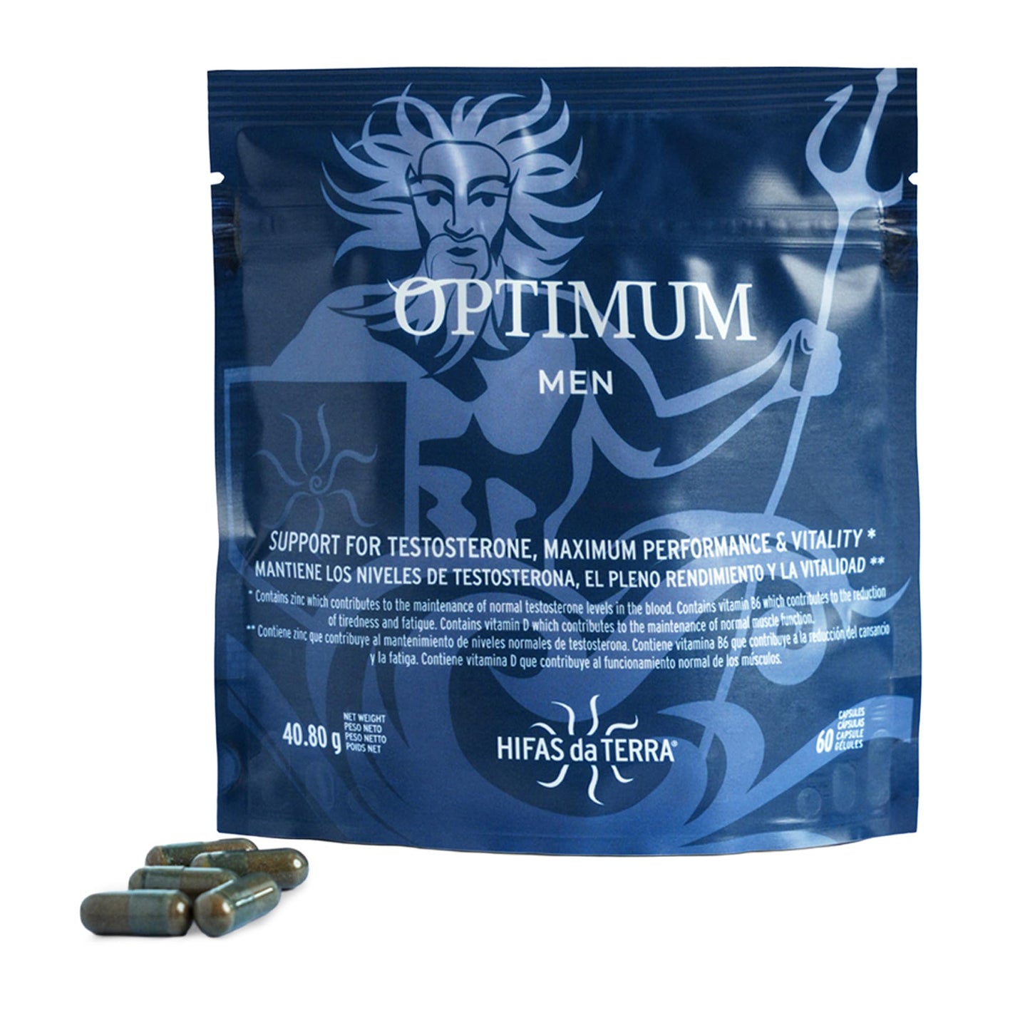 HIFAS DA TERRA Optimum Refill Pack for Men Mushroom Complex with Cordyceps & Lions Mane Adaptogenic Extract Powder, 60.5 Capsules