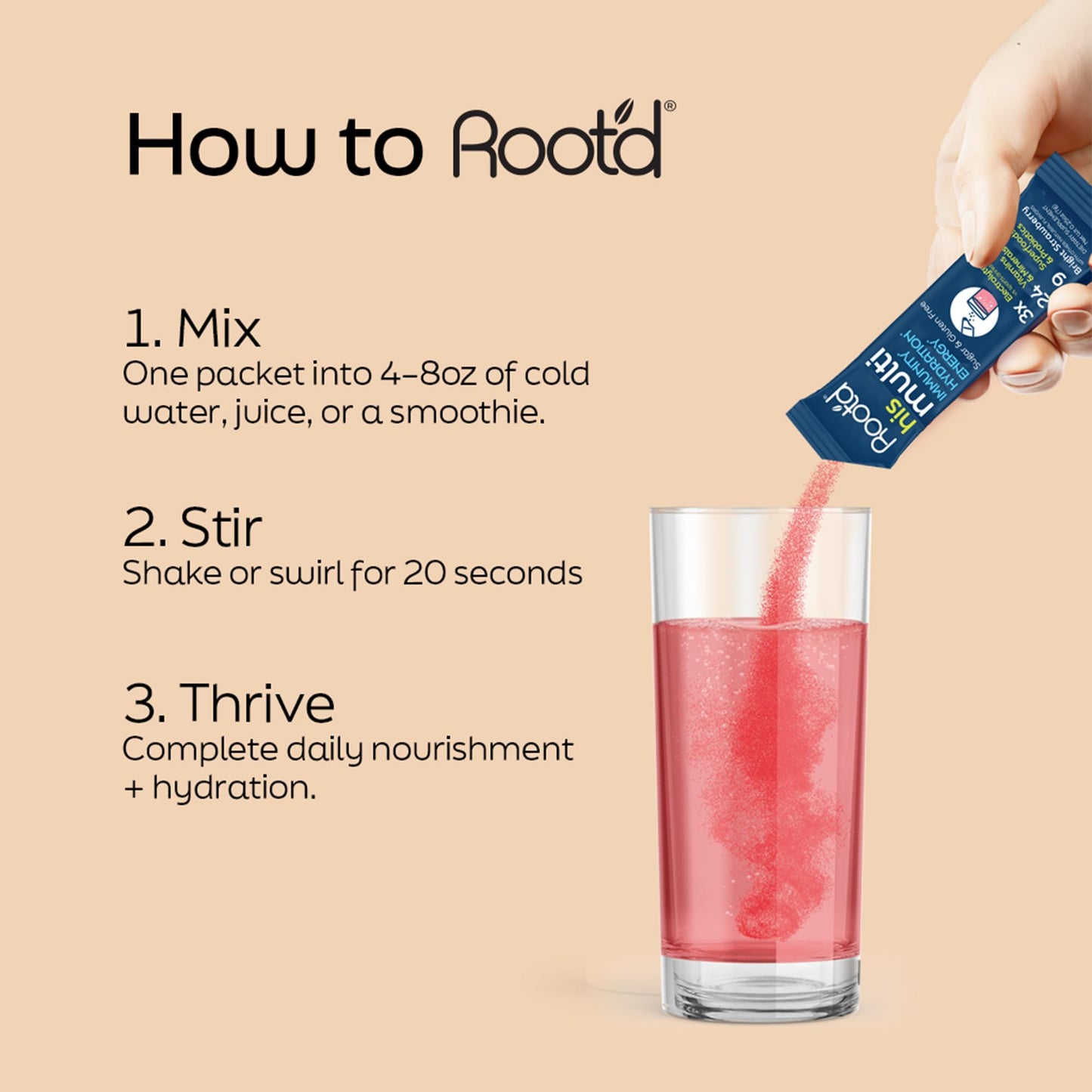 Root'd Multivitamin Powder with 3X Electrolytes for Men, Powder, 3.6