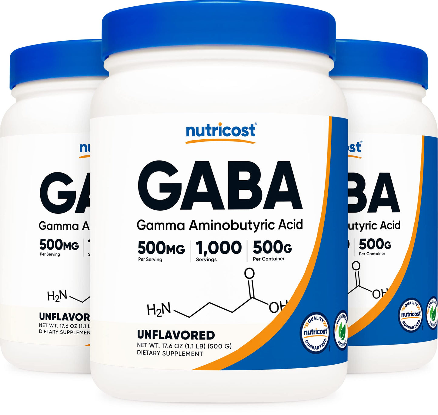 Nutricost GABA (Gamma Aminobutyric Acid) Powder, 5.88 Ounce Pack of 3