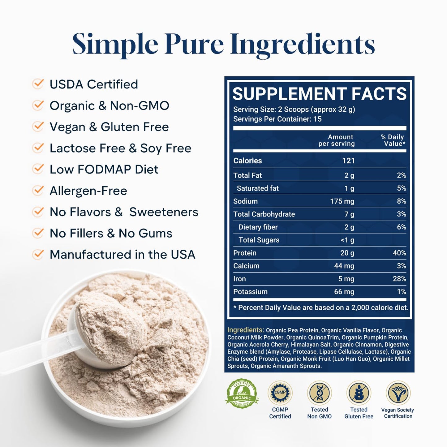 Cellqueue Organic Vegan Protein Powder, 5-Pack