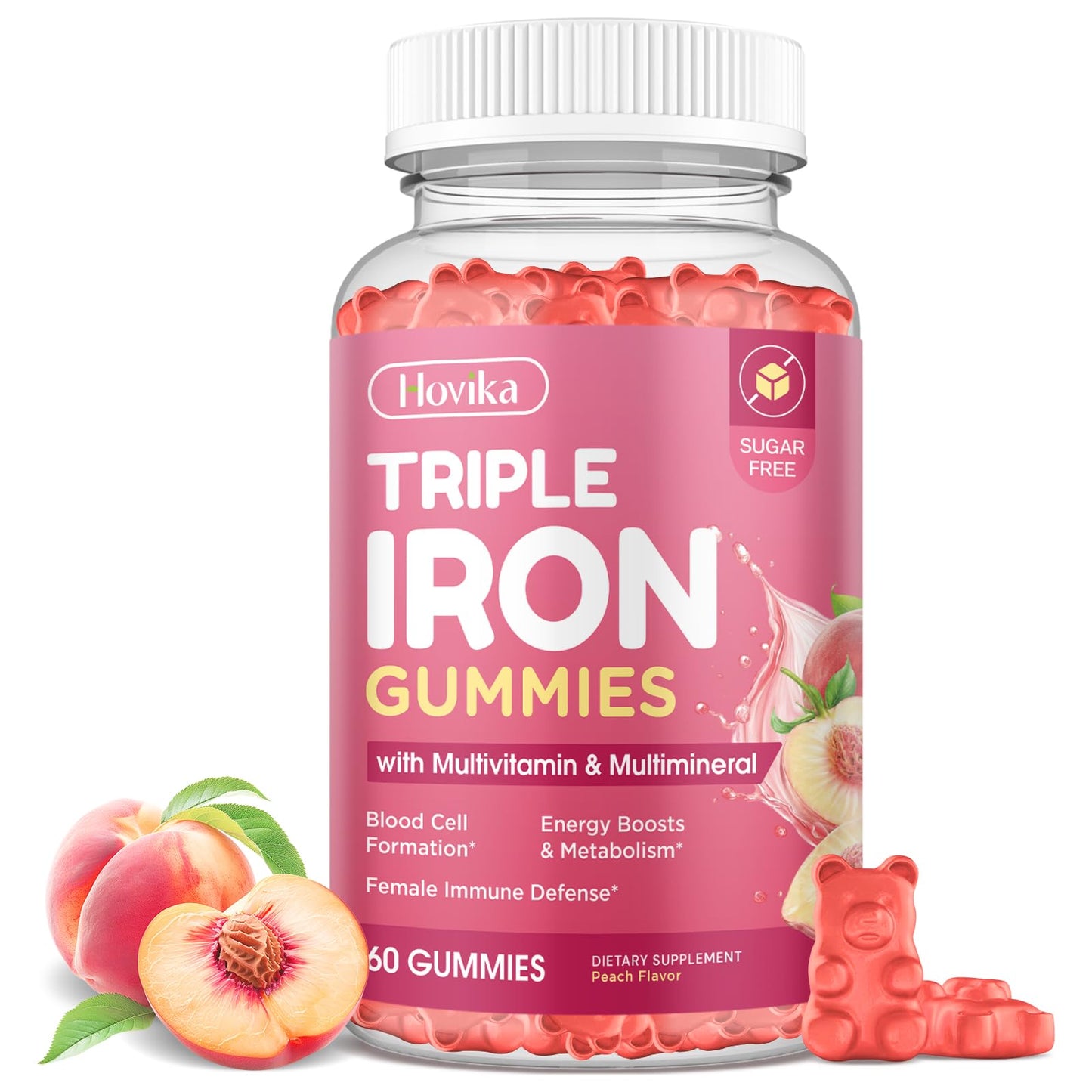 Hovika Iron Gummies for Women Gummy, 60 Count