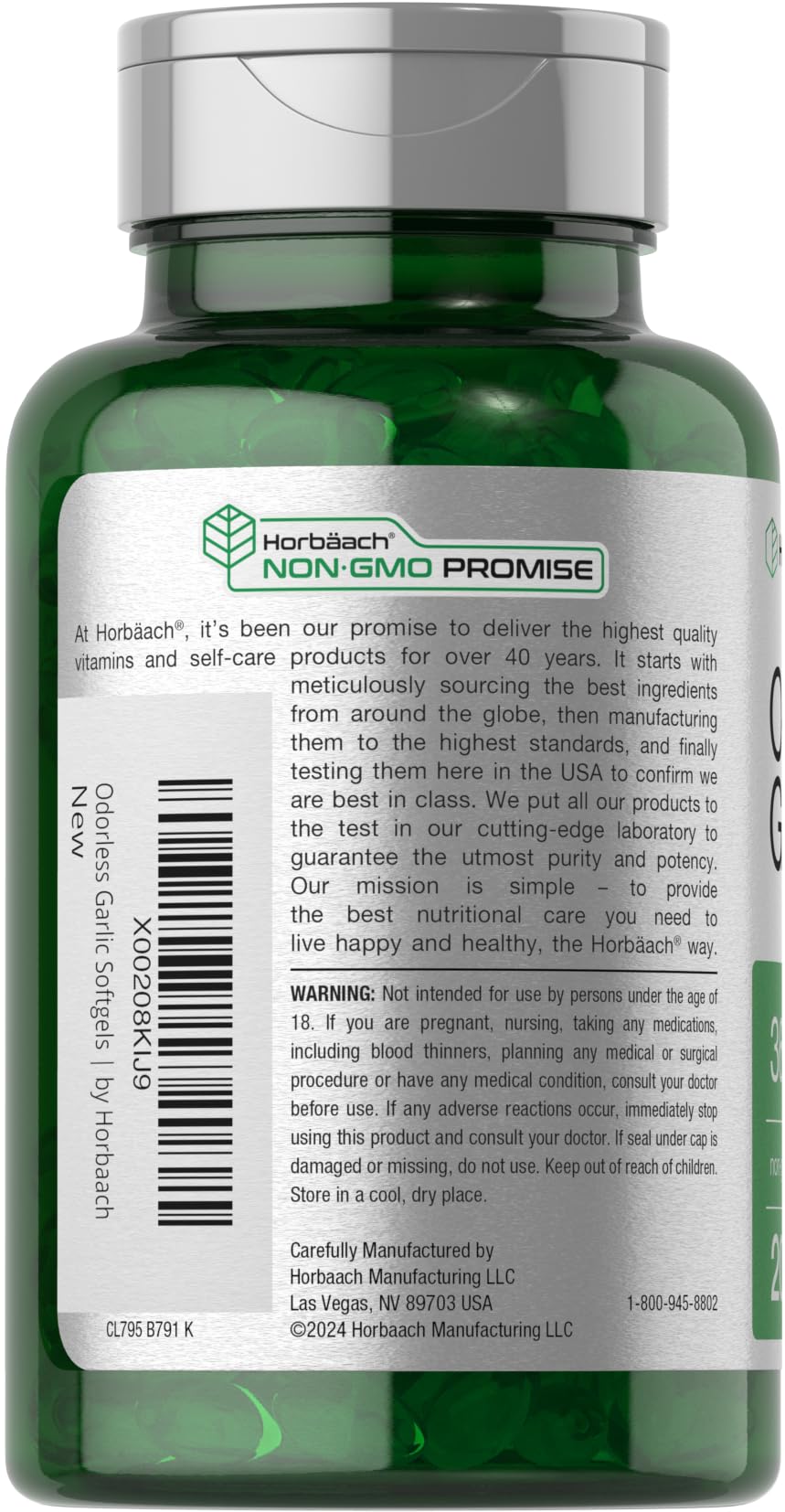 Horbäach Odorless Garlic Softgel 200 Count