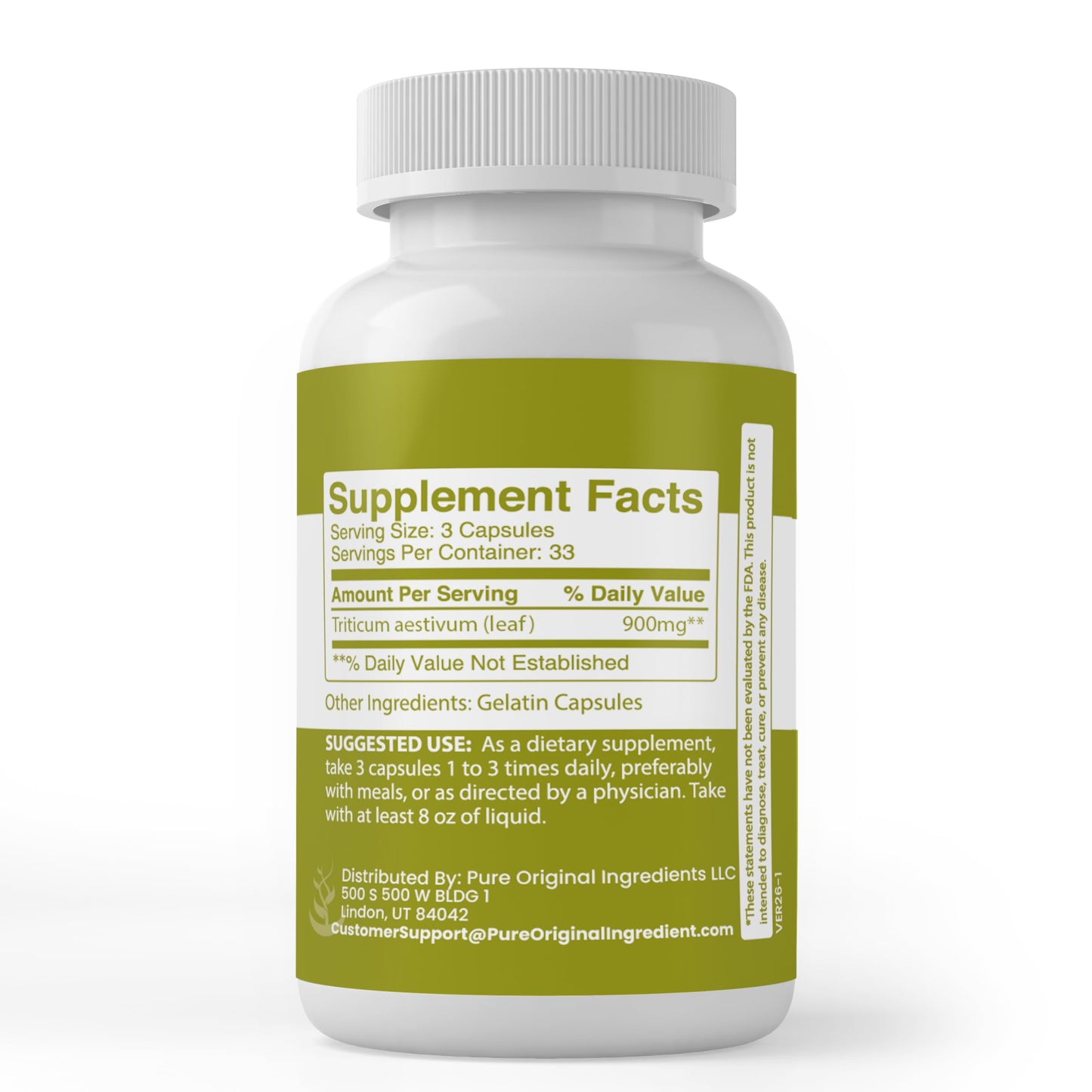 Pure Original Ingredients Wheat Grass Capsule 100 Capsules