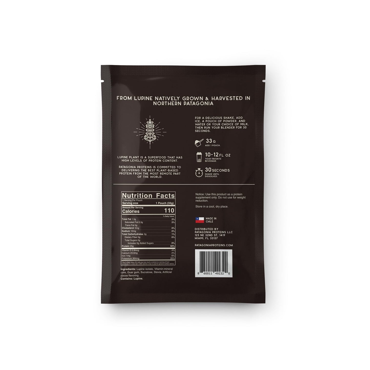 Patagonia Proteins Vegan Protein Harvested in Patagonia Andes Cocoa Powder 1.16 oz
