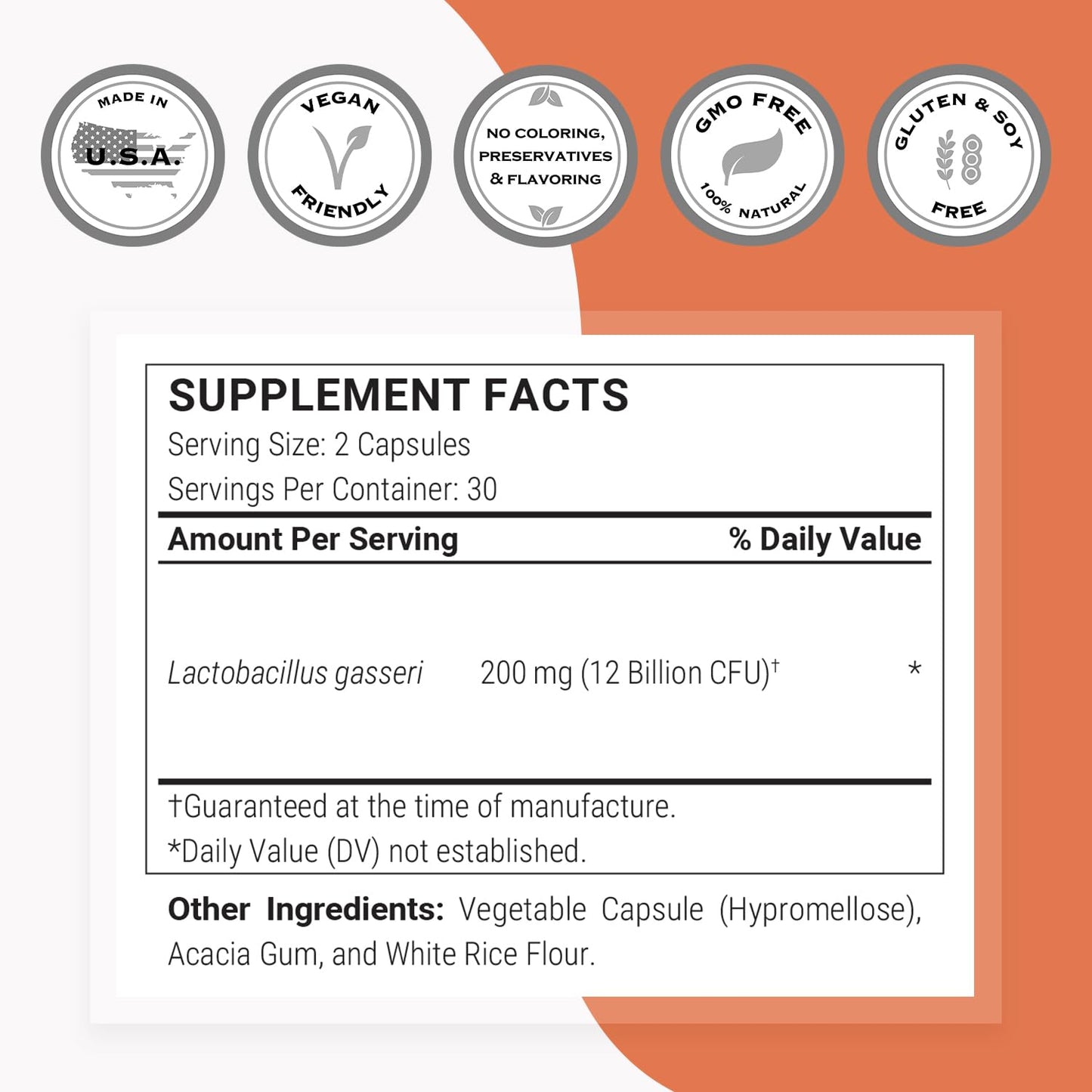 Supersmart Lactobacillus Gasseri 12 Billion CFU per Day Probiotic Supplement Capsule, 60 Count
