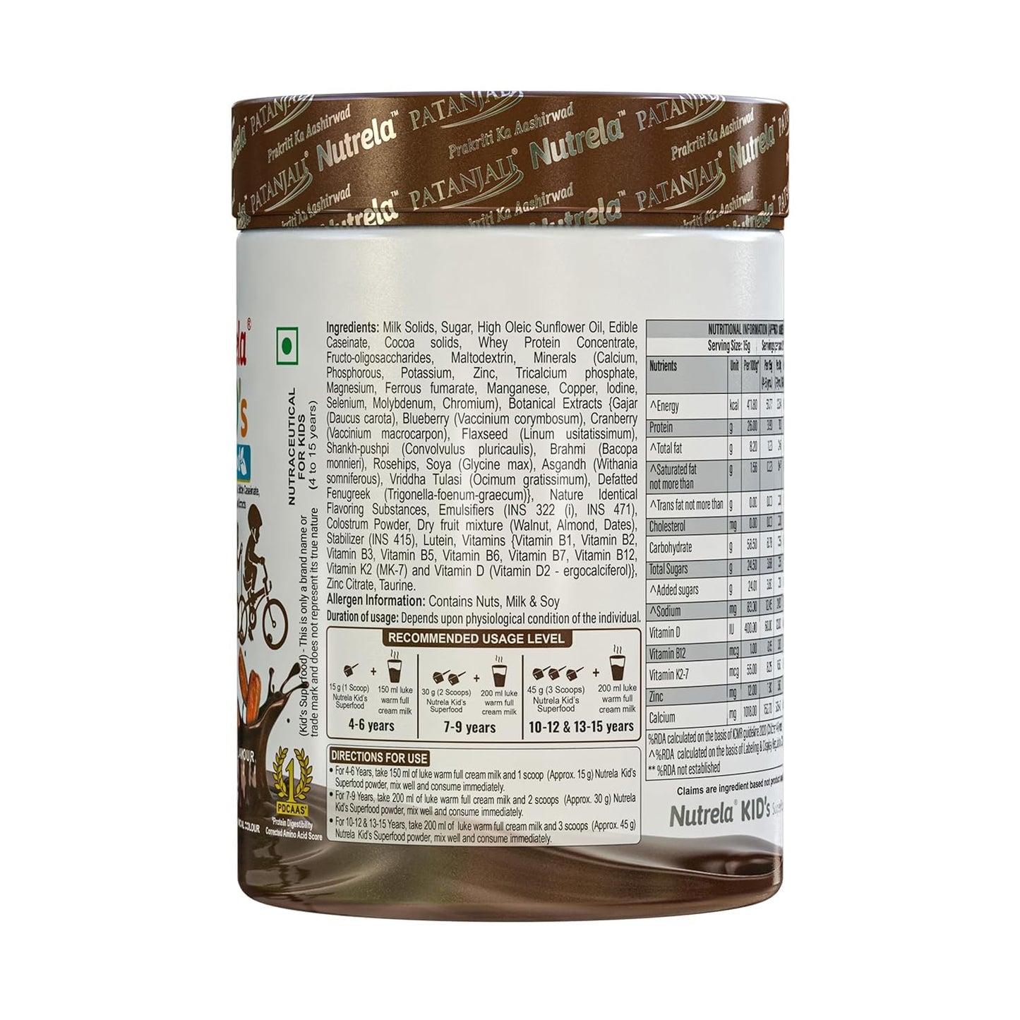 PGM DISTRIBUTORS Nutrela Kids Protein Powder Chocolate Flavour, 1.66 lb, 26.6 Servings