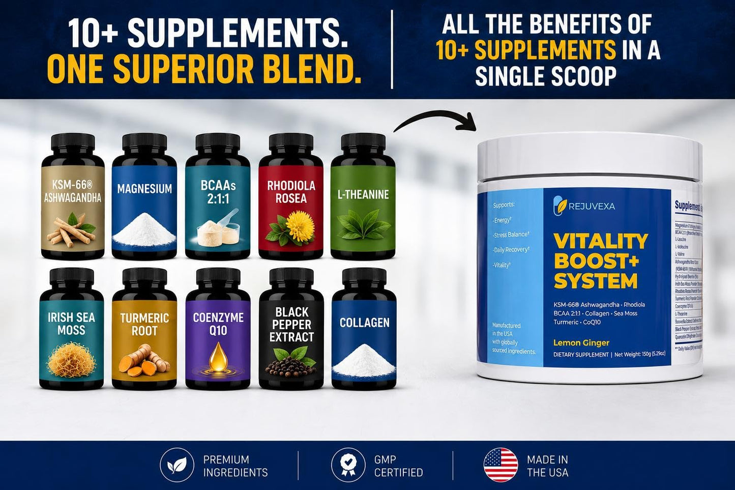 Rejuvexa Cortisol & Stress Support Power Drink Powder 5.29 Ounces