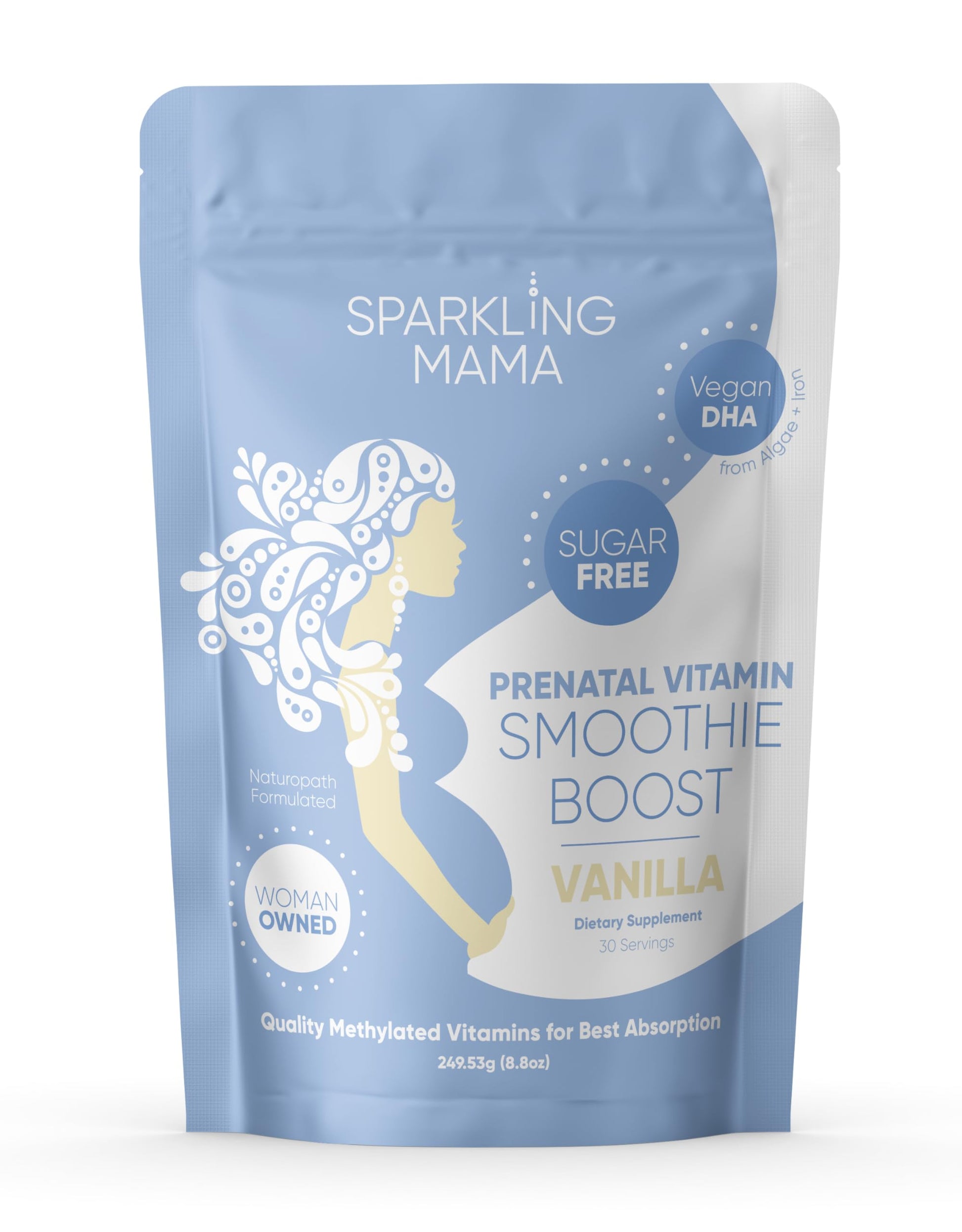 Sparkling Mama Fizzelixir Prenatal Vitamin Vanilla Smoothie Boost Powder 8.8 Ounce
