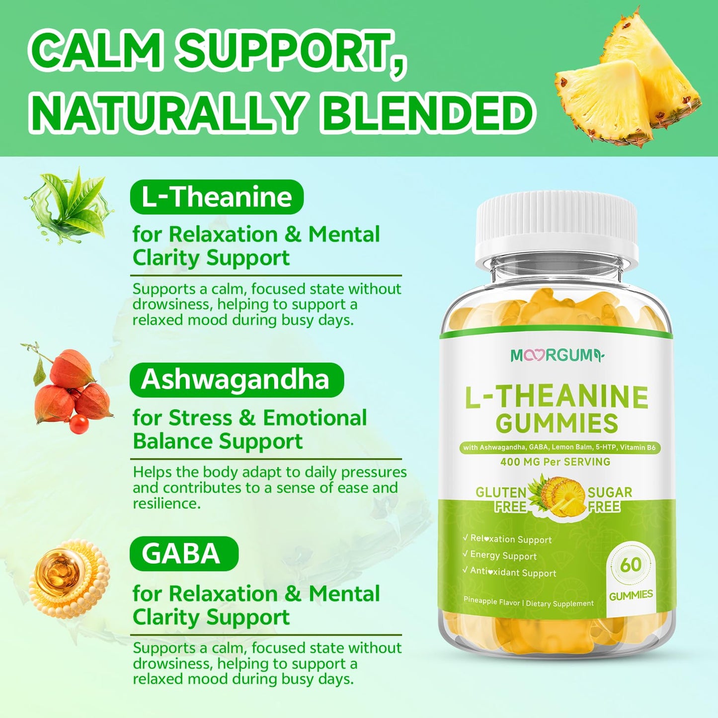 MOORGUMY L-Theanine Gummies 60 Count