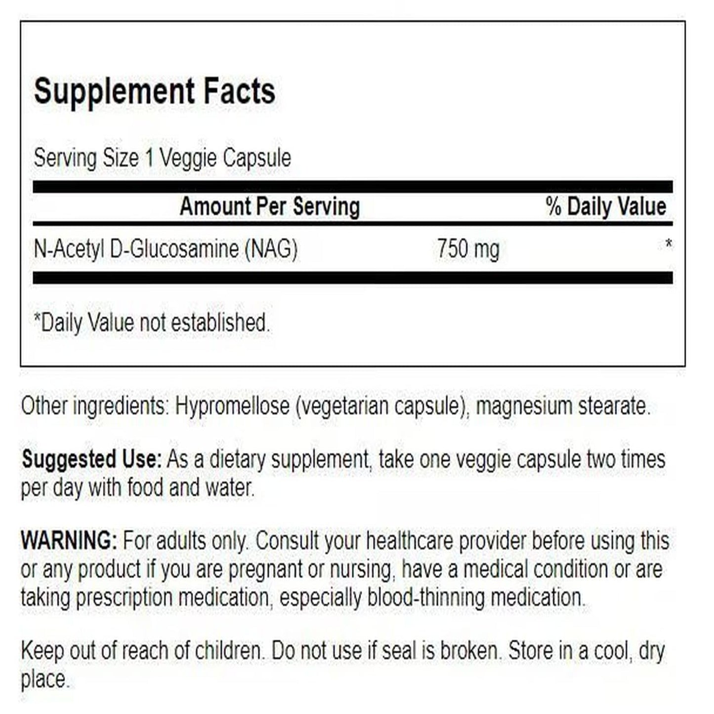 Swanson N-Acetyl D-Glucosamine Capsules 60 Count