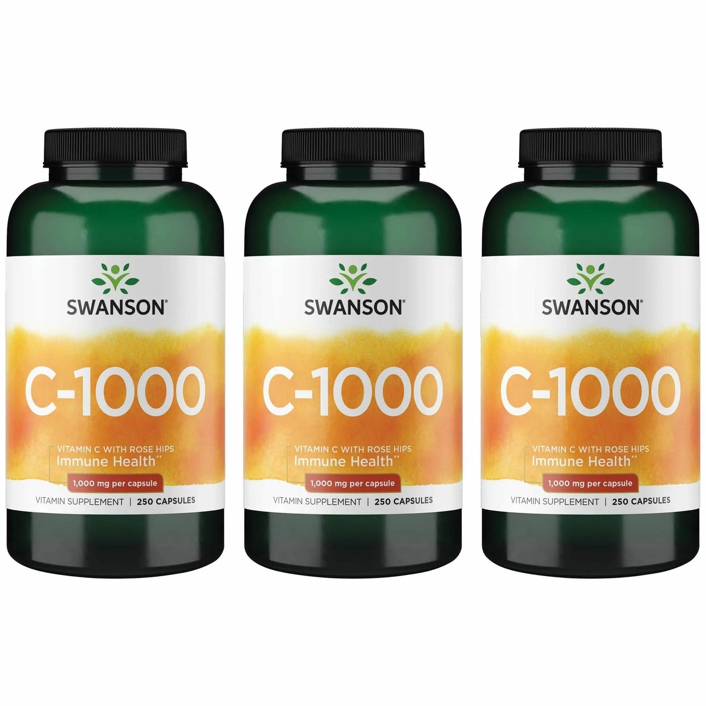Swanson Vitamin C with Rose Hips 1000 mg Capsules, 750 Capsules