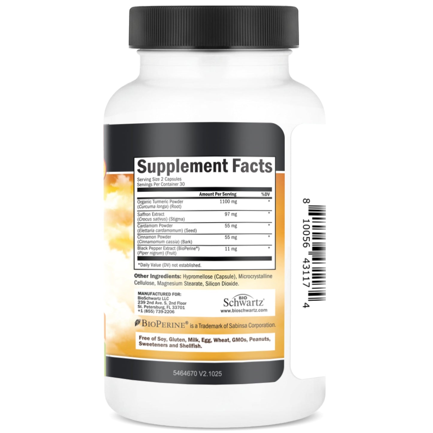 BioSchwartz Turmeric Supplement with Saffron, Cinnamon and Cardamom Plus BioPerine Black Pepper Extract for Optimal Absorption, 60 Capsules