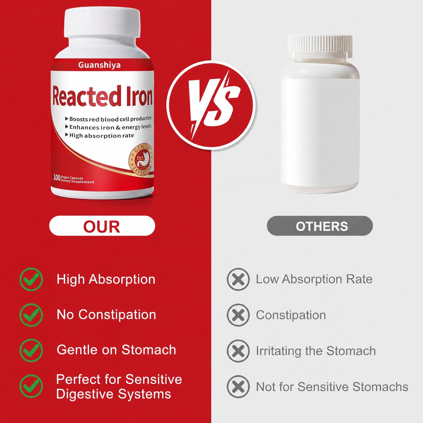 Guanshiya Reacted Iron Capsule, 100 Count