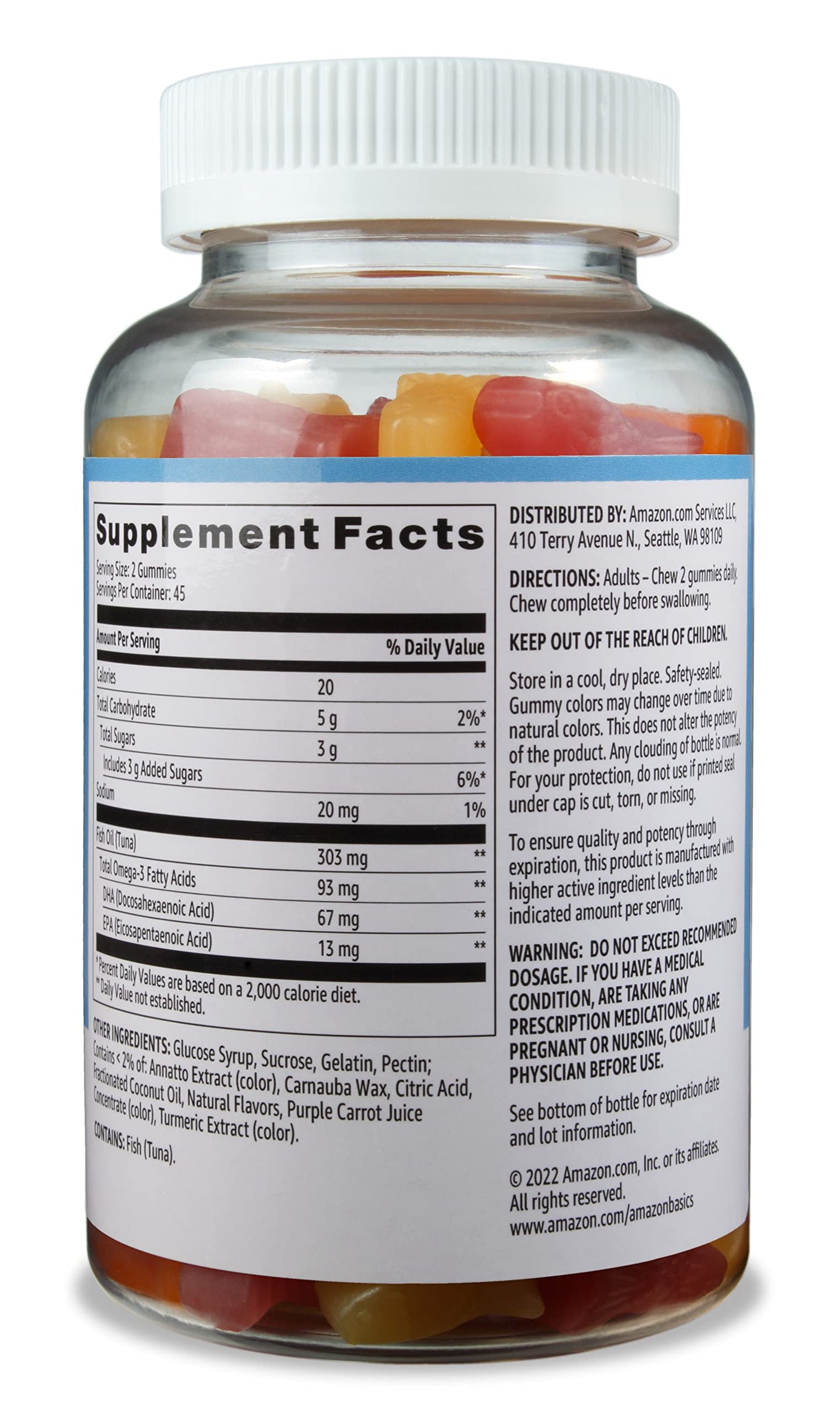 Amazon Basics Fish Oil 303 mg Gummy, 90 Count