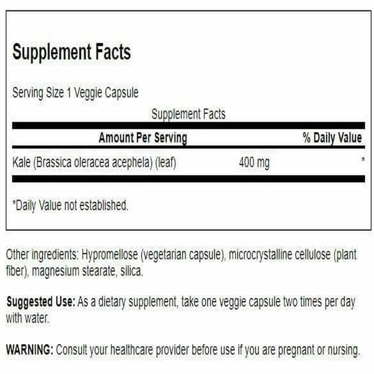 Swanson Premium Brand Full Spectrum Kale 400 mg Capsule 60