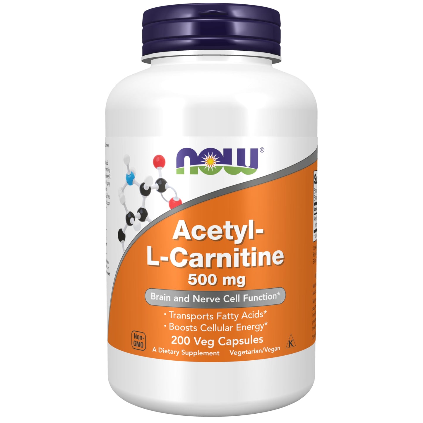 NOW Foods Acetyl-L Carnitine 500 mg Capsules, 200 Count