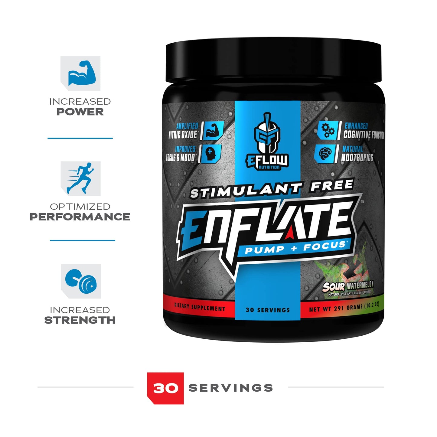 eFlow Nutrition Enflate Stimulant Free Preworkout Supplement Powder 12.1 Ounce
