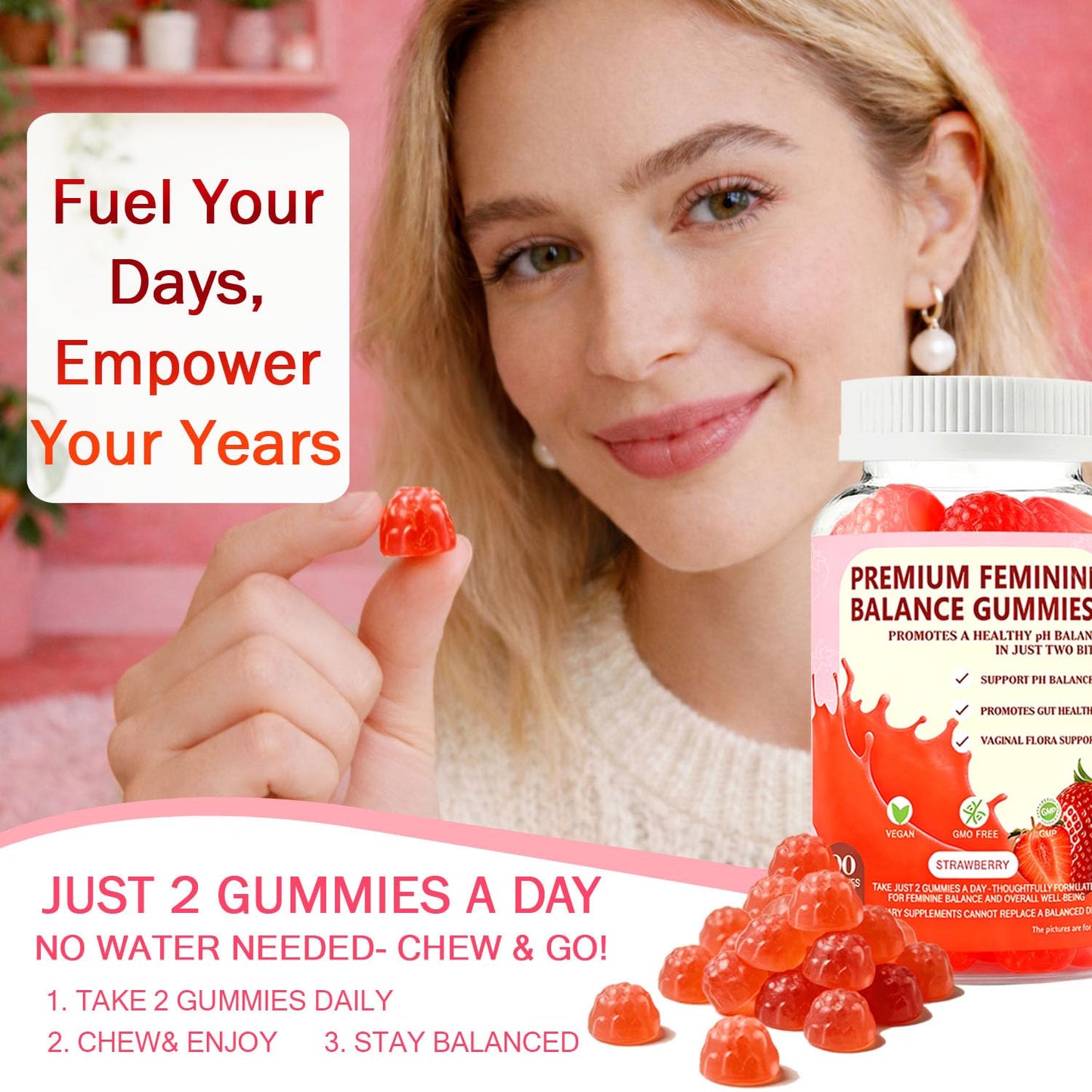 JianQ PH Balance Gummies for Women Gummy, 60 Count