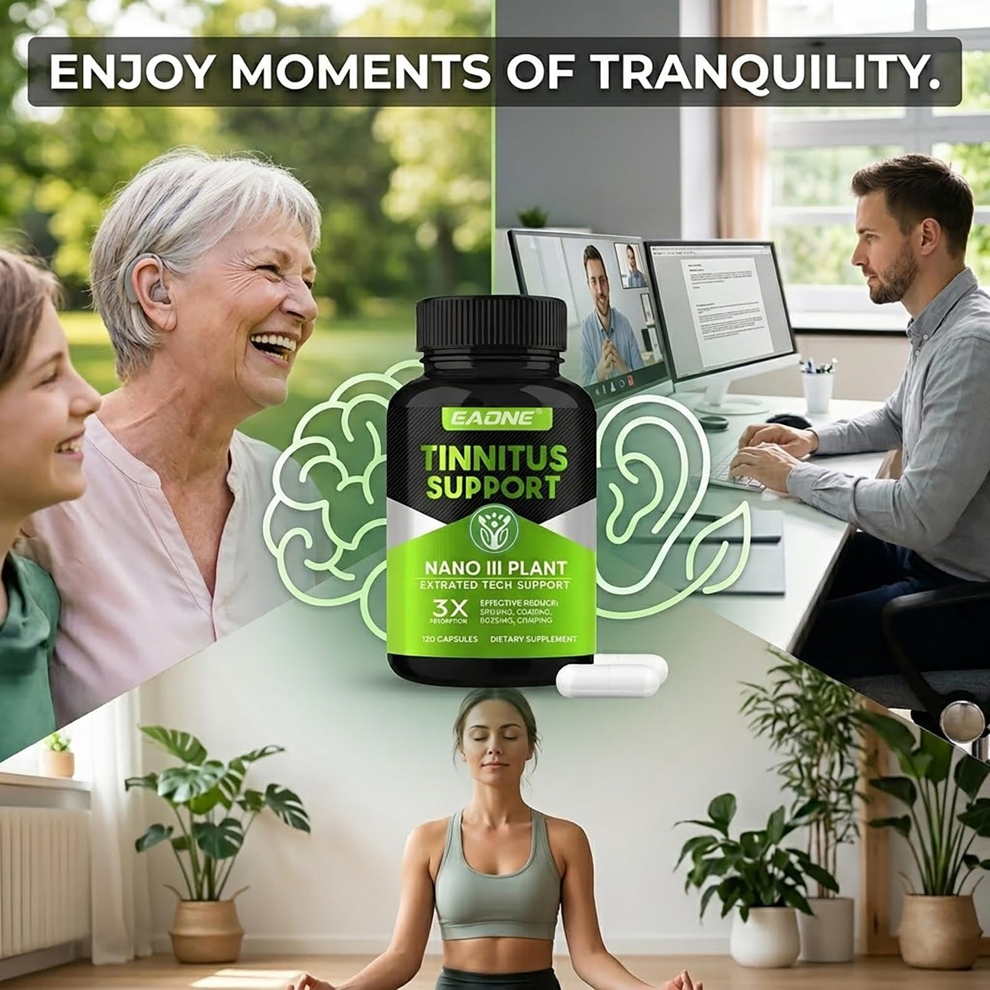 EAONE Tinnitus Relief for Ringing Ears, 120 Capsules
