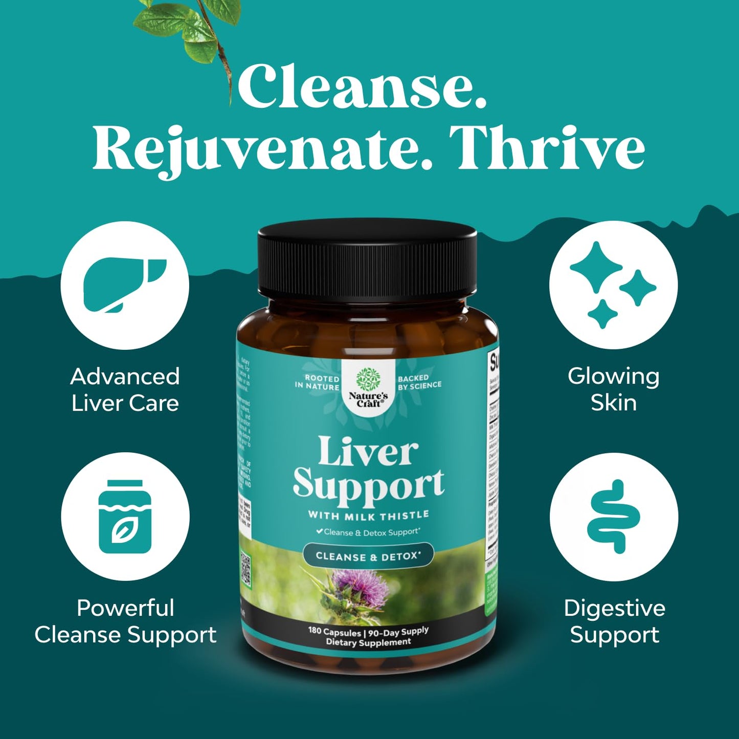 Natures Craft Liver Cleanse Support with Choline Capsules 180 Count