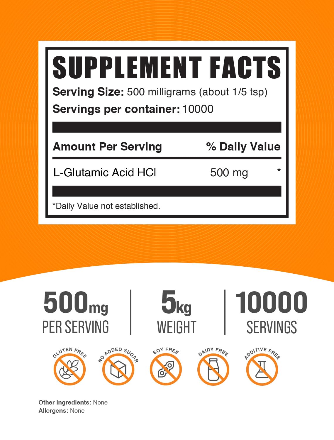 BulkSupplements L-Glutamic Acid HCl Powder 176