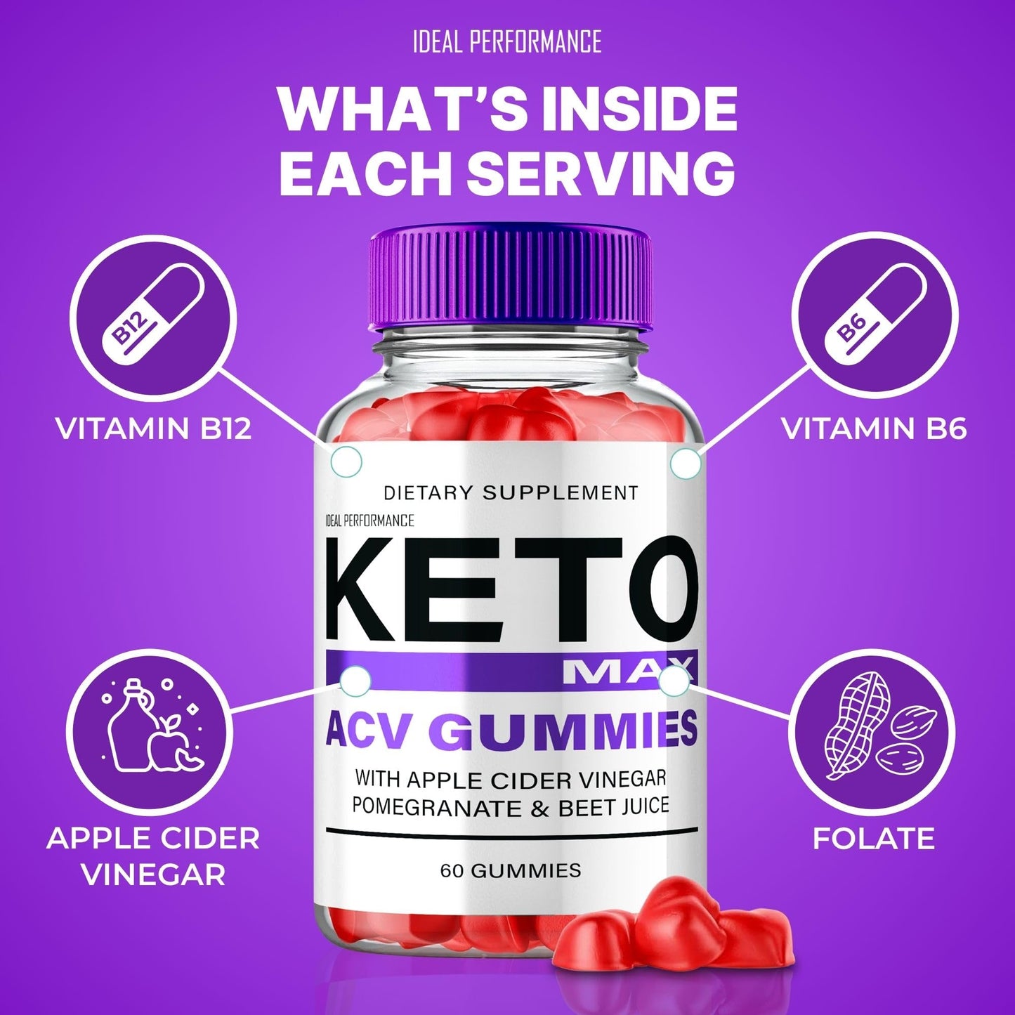 IDEAL PERFORMANCE Keto Max ACV Gummies 60 Count