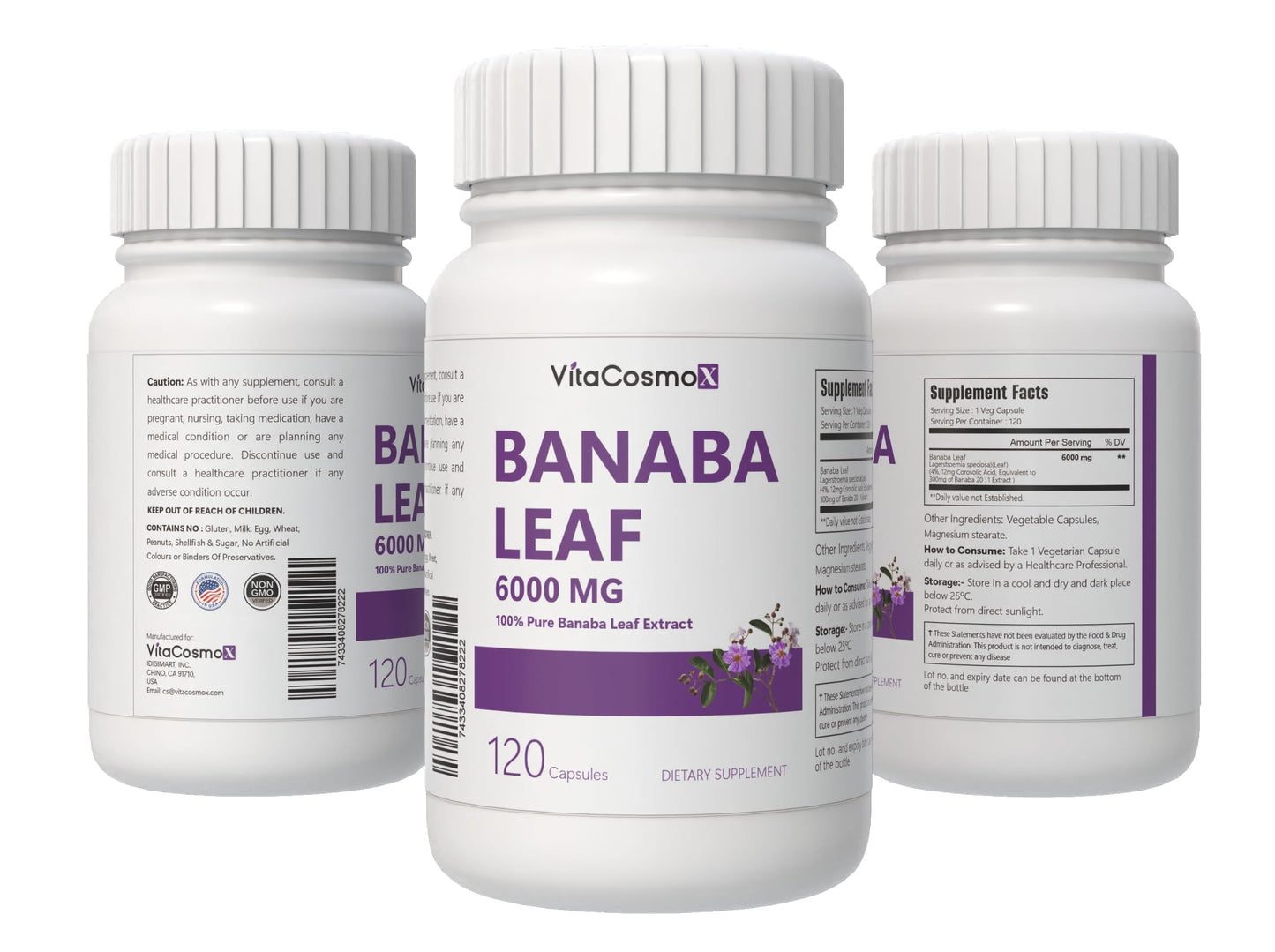 VitaCosmoX Banaba Leaf Extract Capsule 1 Count