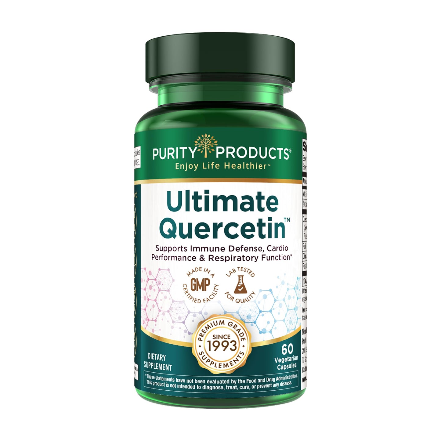Purity Products Ultimate Quercetin 20x More Absorbable Than Ordinary Quercetin - Quercefit Phytosome, Zinc, Vitamin C & More, 60 Capsules