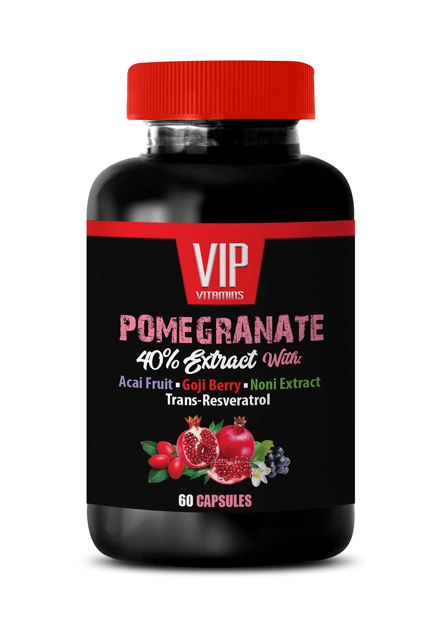 VIP VITAMINS Immune Support Vitamins for Adults - Pomegranate Extract Formula - with ACAI, NONI, RESVERATROL and Goji Berry - Pomegranate Extract Capsules, 60 Capsules