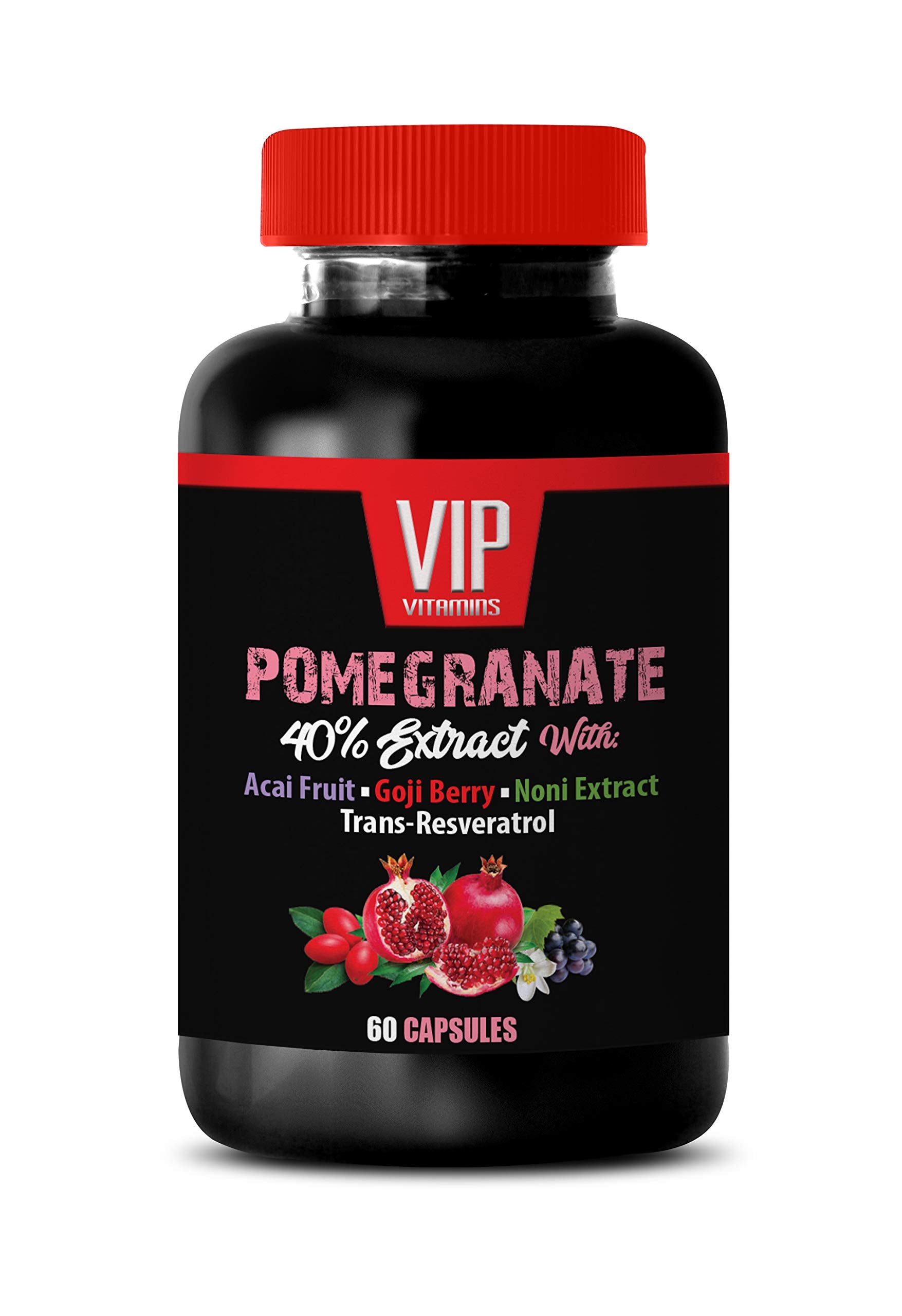 VIP VITAMINS Immune Support Vitamins for Adults - Pomegranate Extract Formula - with ACAI, NONI, RESVERATROL and Goji Berry - Pomegranate Extract Capsules, 60 Capsules