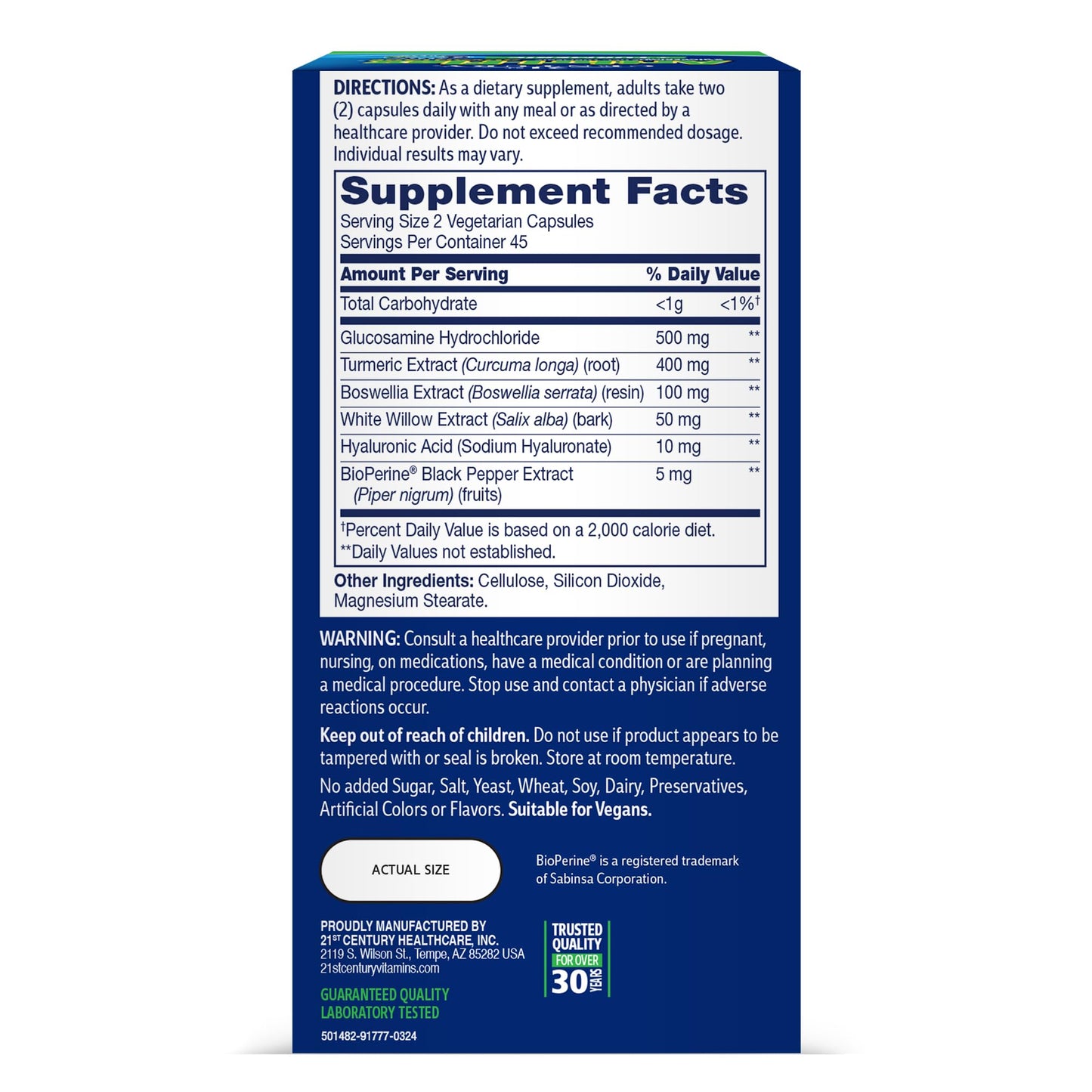 21st Century Arthri-Flex Advantage Plus Turmeric Vegetarian Capsules 90 Count